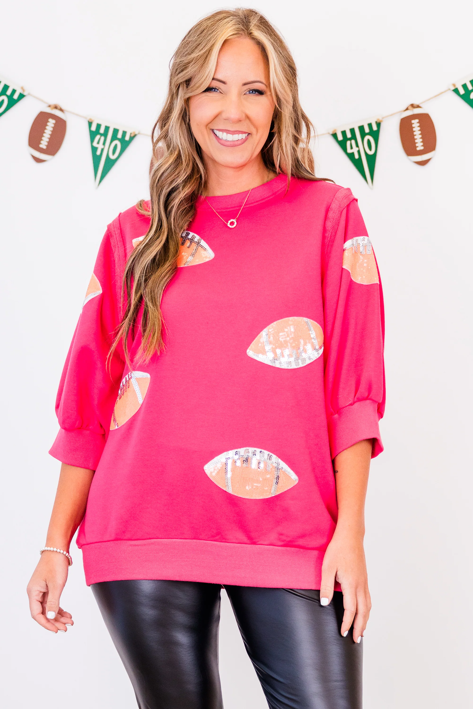 Touchdown Sparkle Top, Fuchsia - Giverhouse