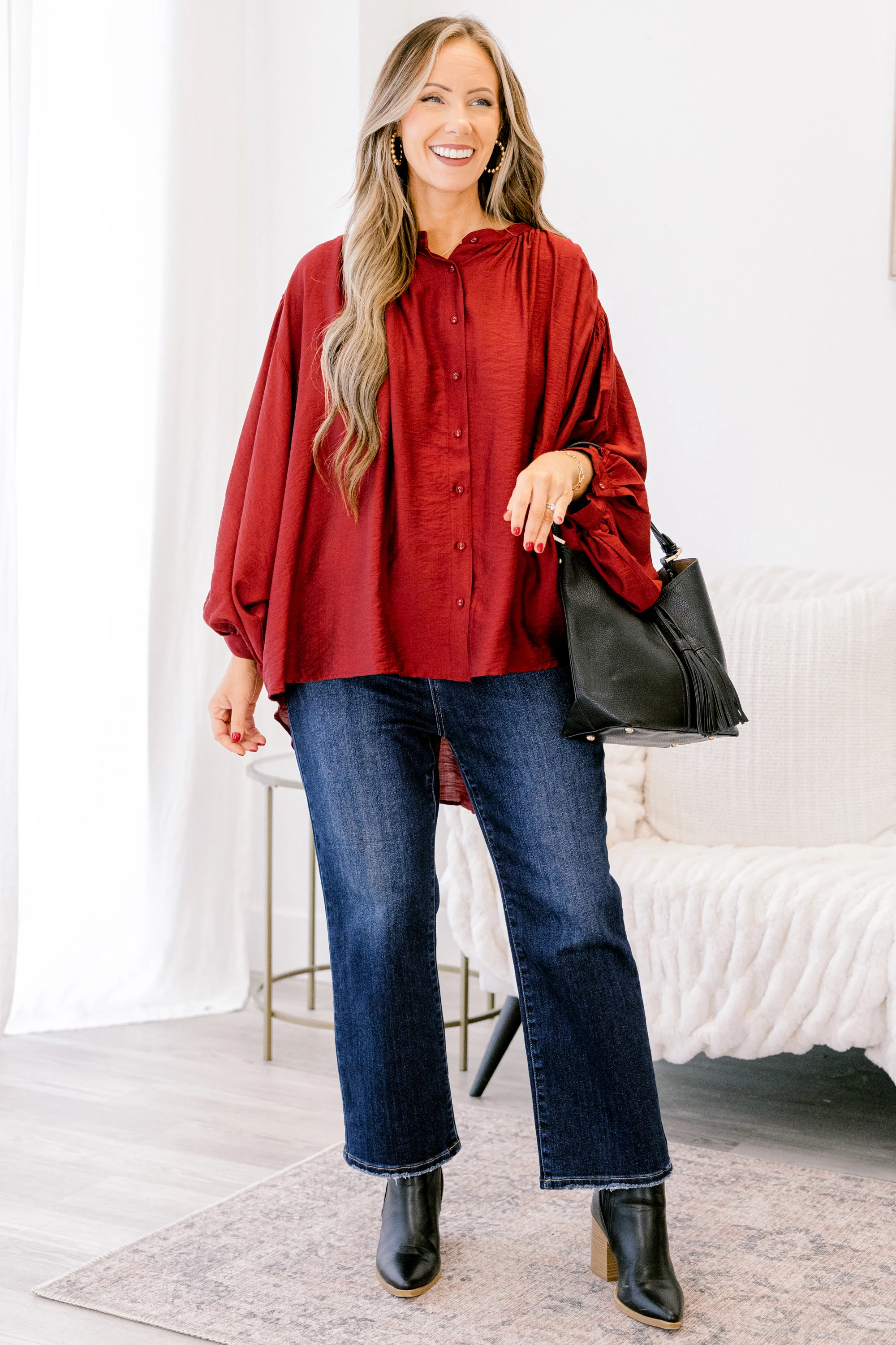 Away From It All Tunic, Burgundy - Giverhouse