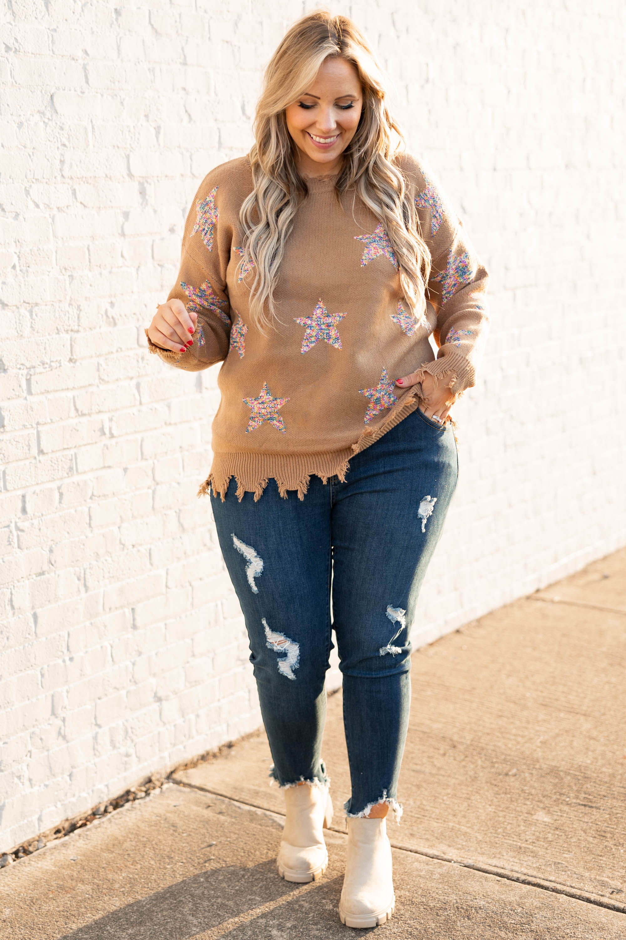 Starlight Swooning Sweater, Camel - Giverhouse