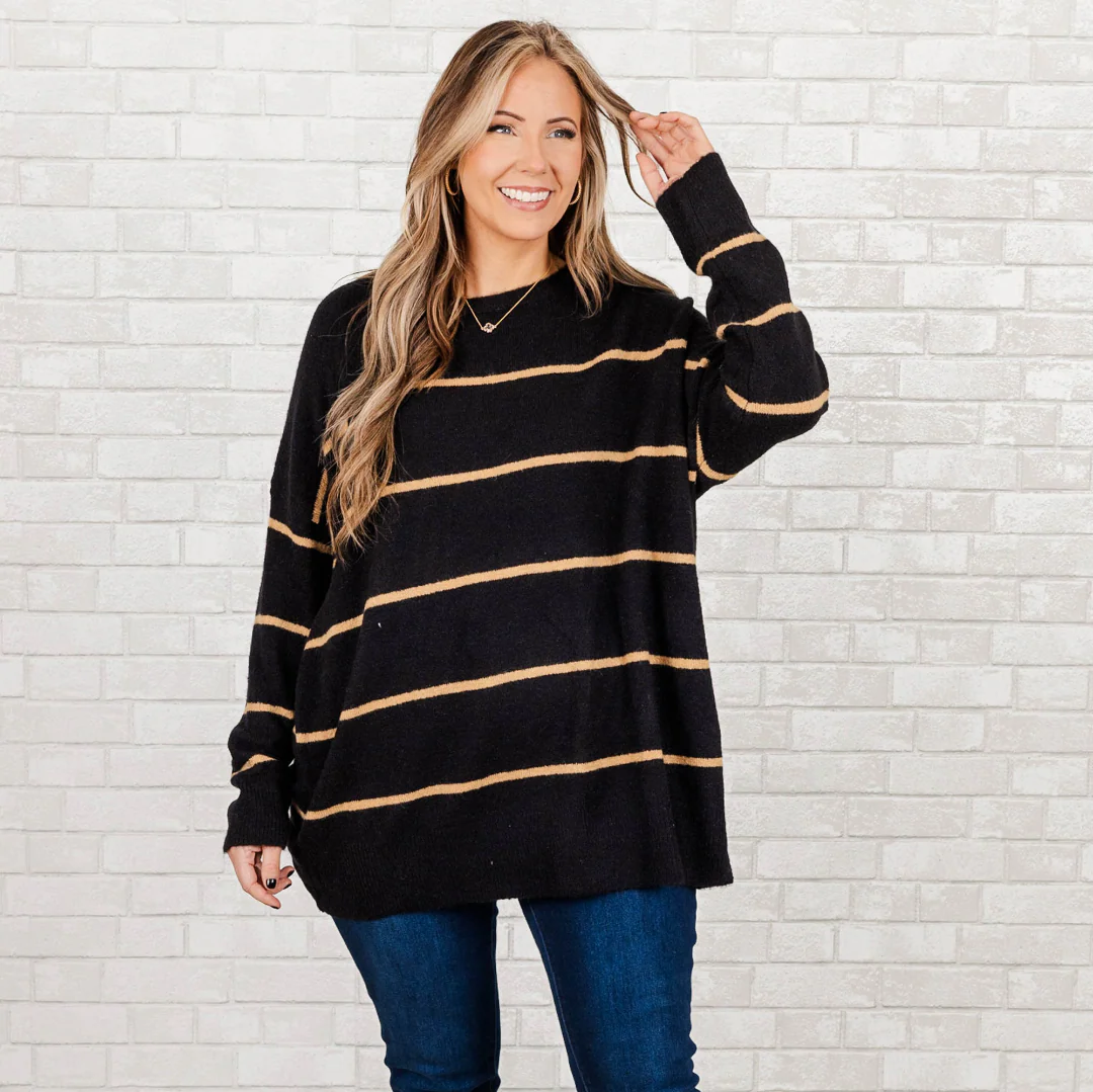 Slumber Party Sweater, Black-Brown - Giverhouse