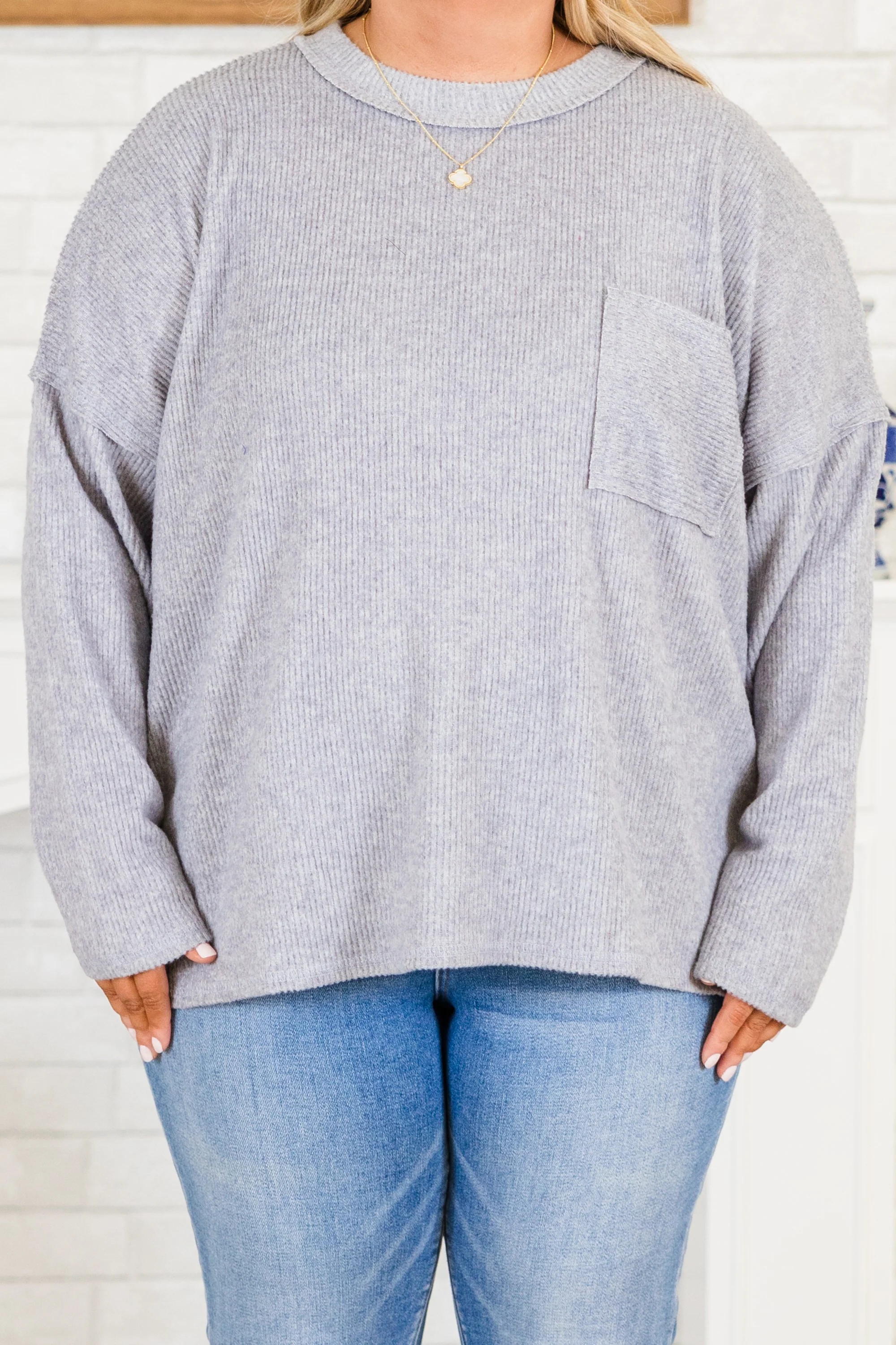Lookin' Good Feelin' Better Sweater, Heather Gray - Giverhouse