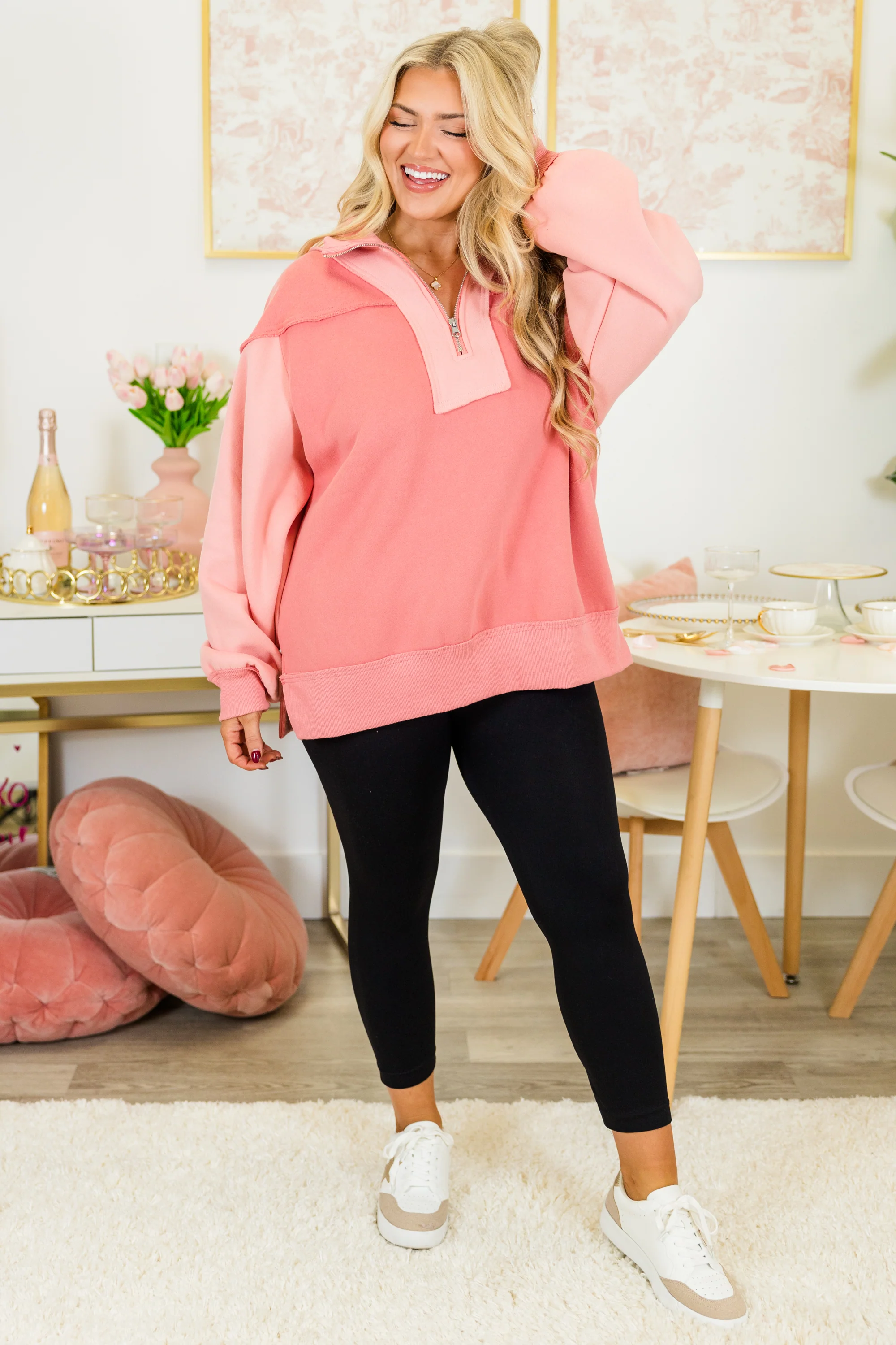 All We Want Pullover, Salmon - Giverhouse
