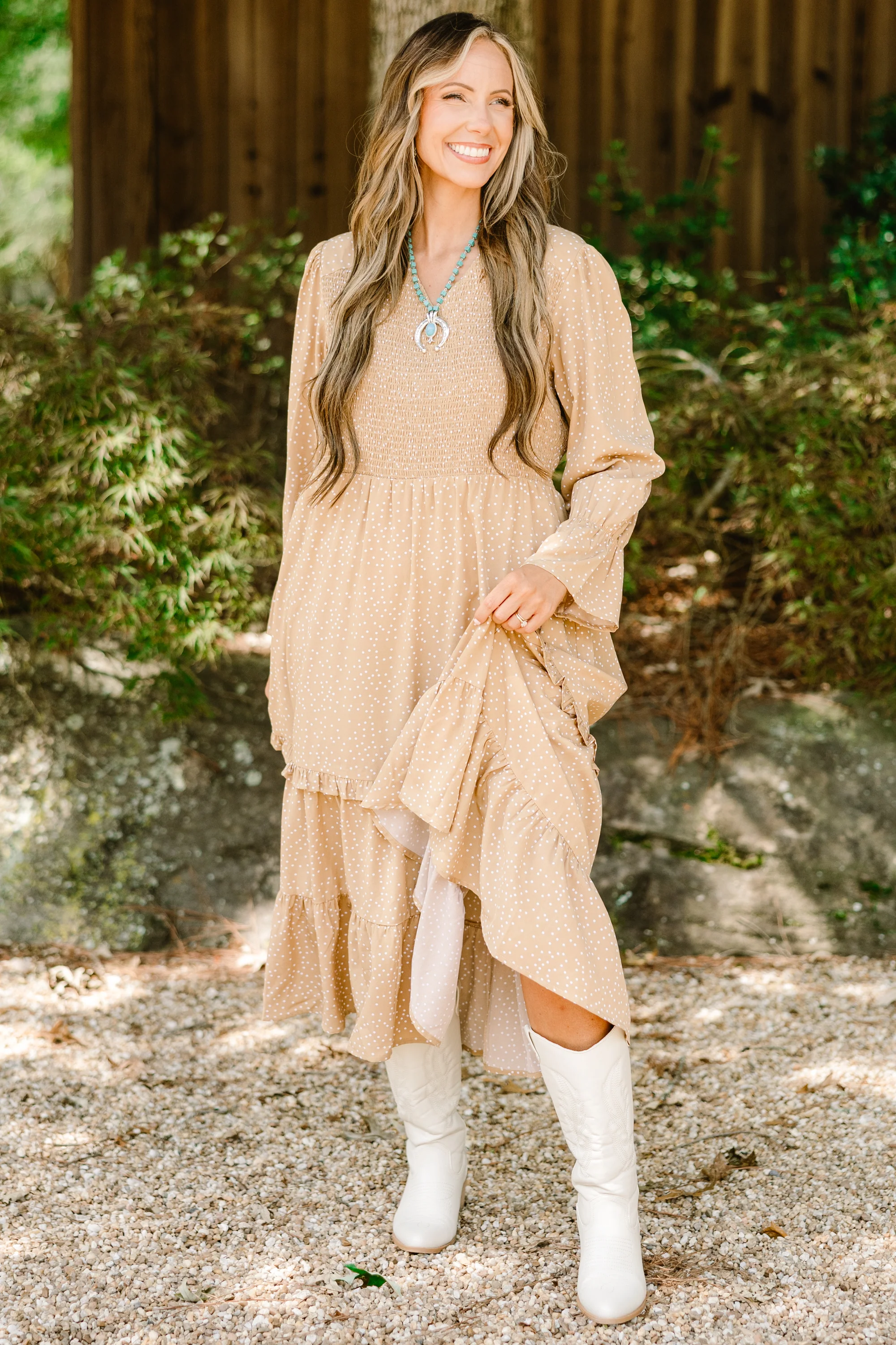 Montana Mornings Dress, Tan - Giverhouse