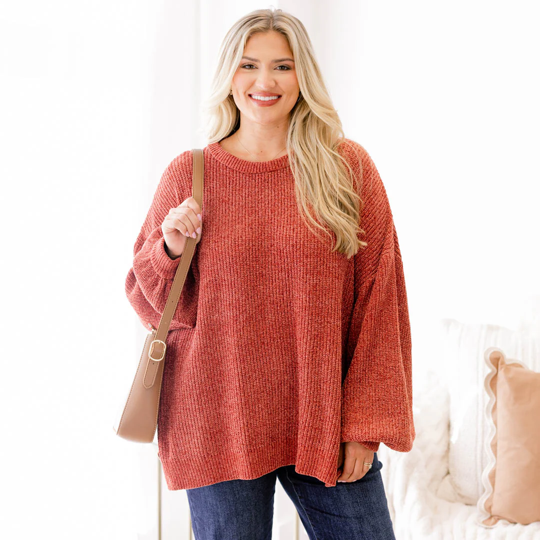 Simple But Sweet Sweater, Rust - Giverhouse
