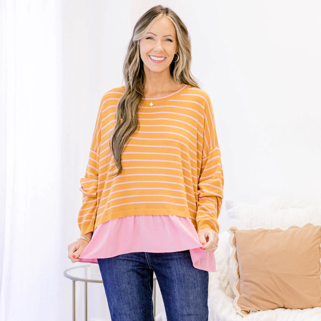 Hard At Work Top, Brown-Pink - Giverhouse