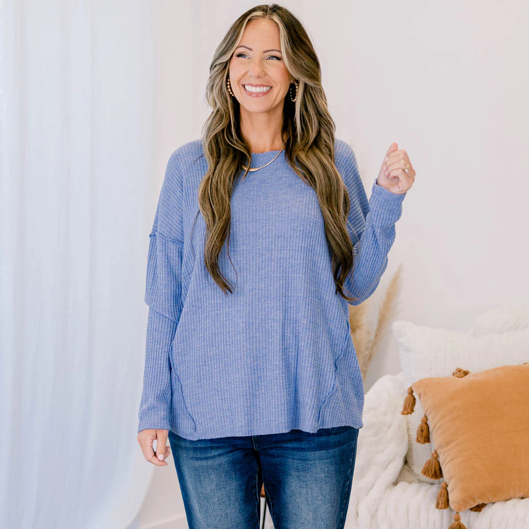 Can't Stop Love Top, Denim Blue - Giverhouse