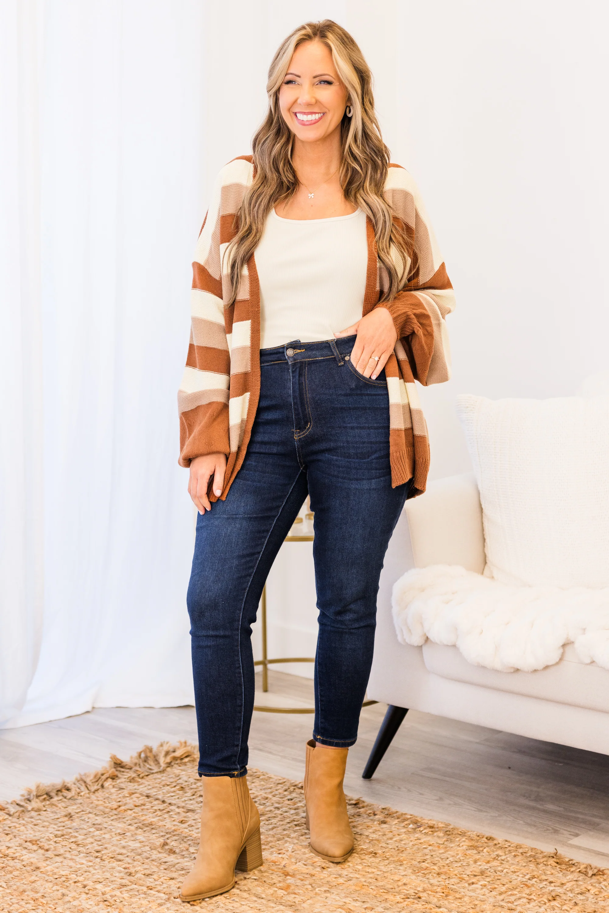 Take Some Time For Yourself Cardigan, Brown - Giverhouse