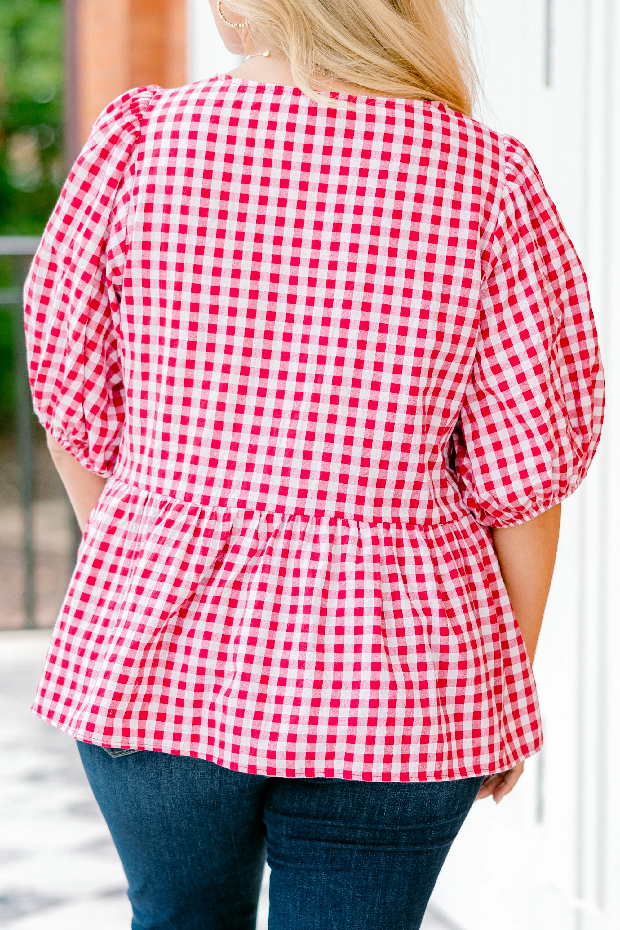 Take It Easy Now Top, Red Gingham - Giverhouse