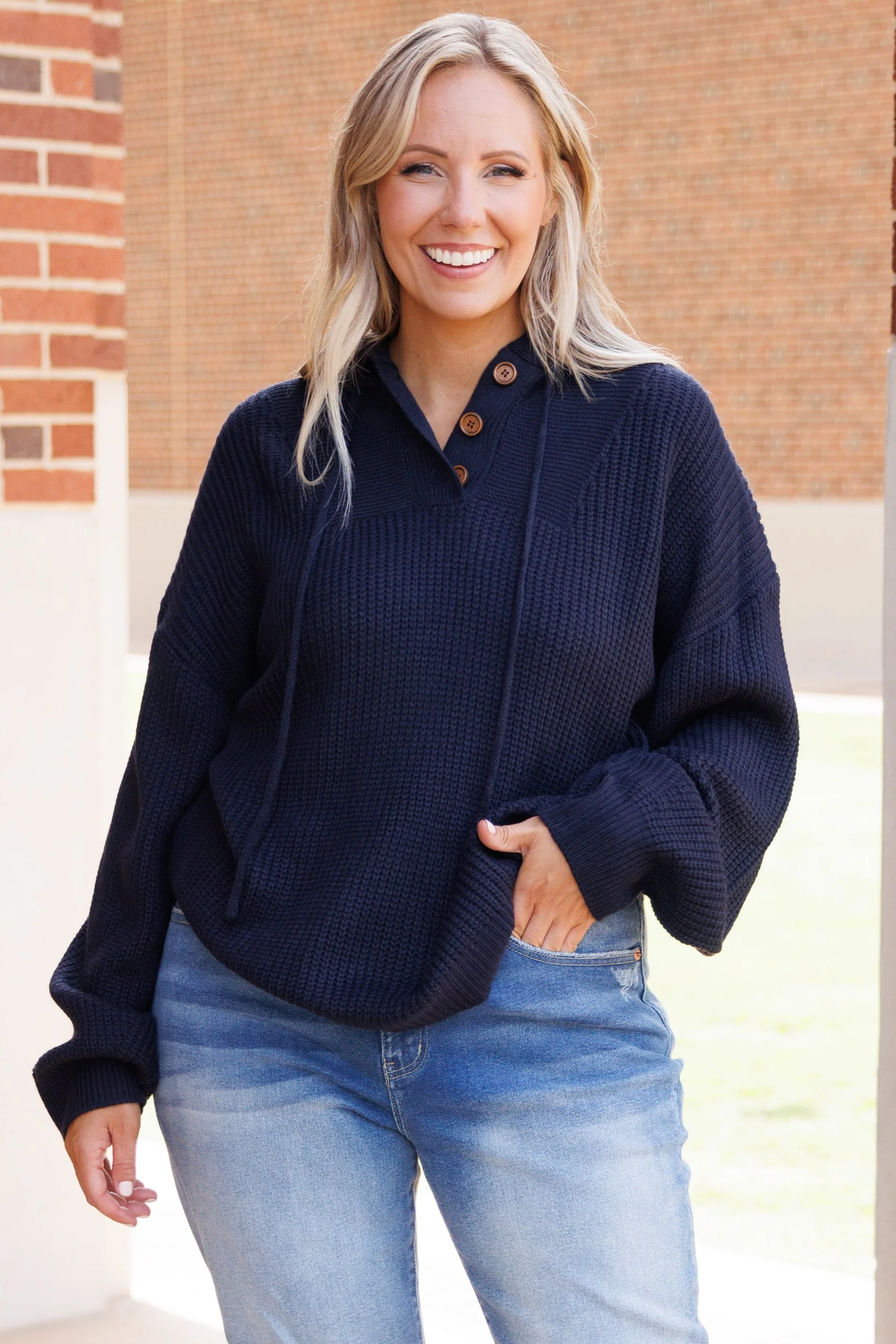 Warm And Happy Hoodie, Dark Navy - Giverhouse