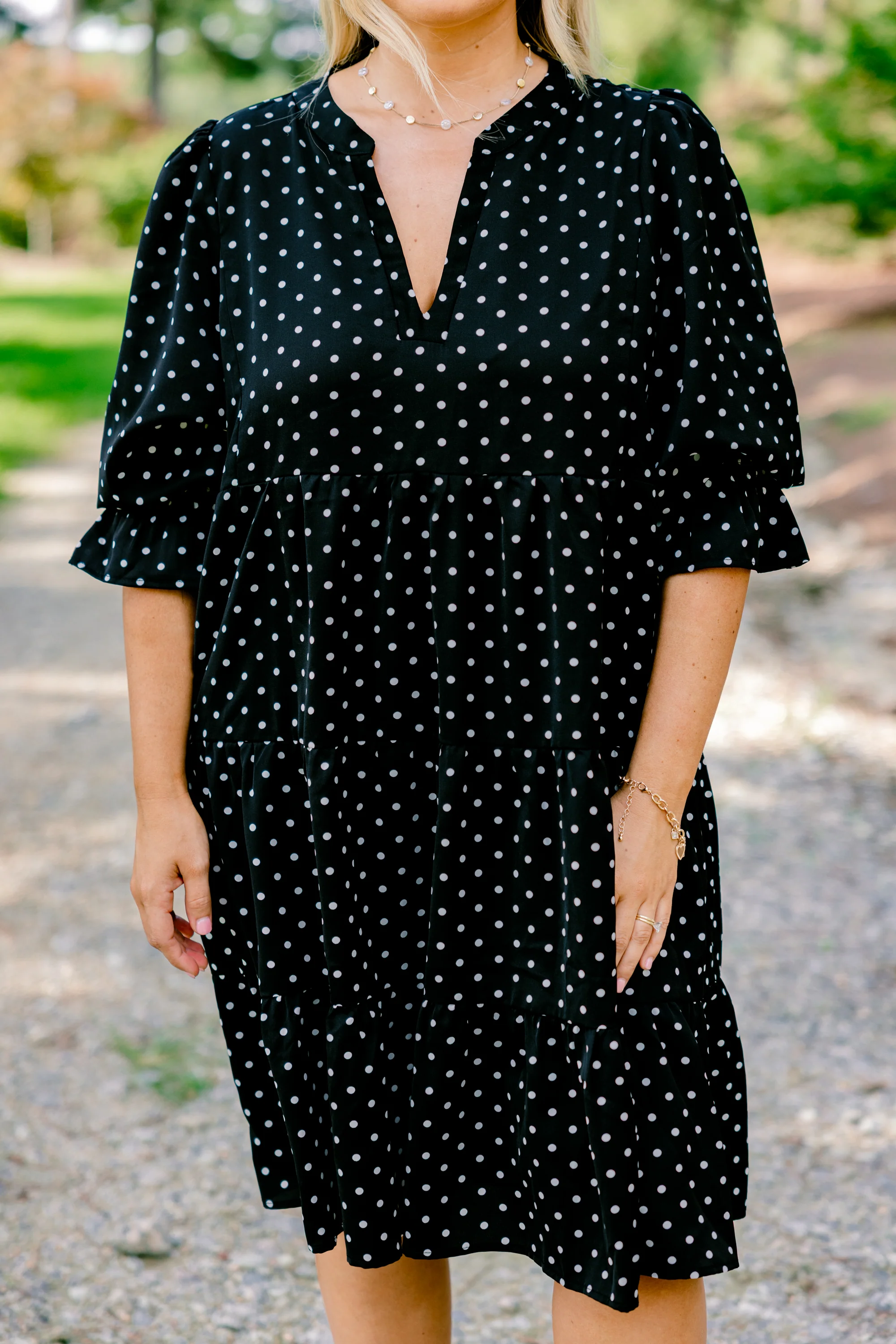What You Know Dress, Black Polka Dot - Giverhouse
