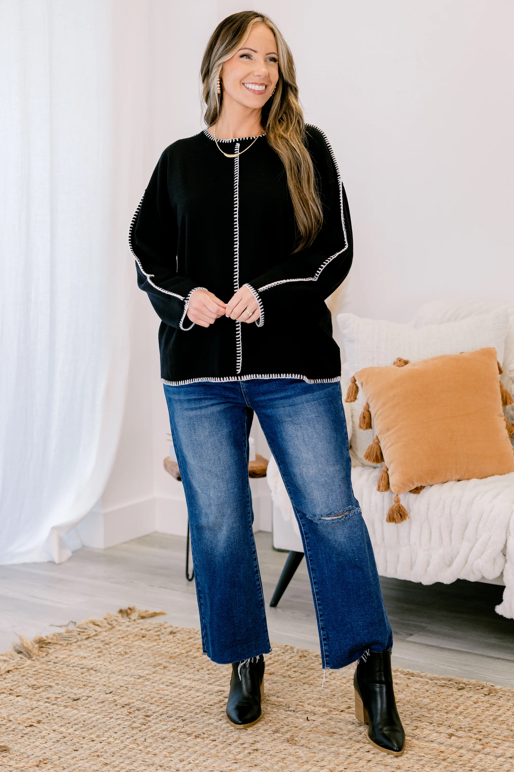 Whispered Comfort Sweater, Black - Giverhouse