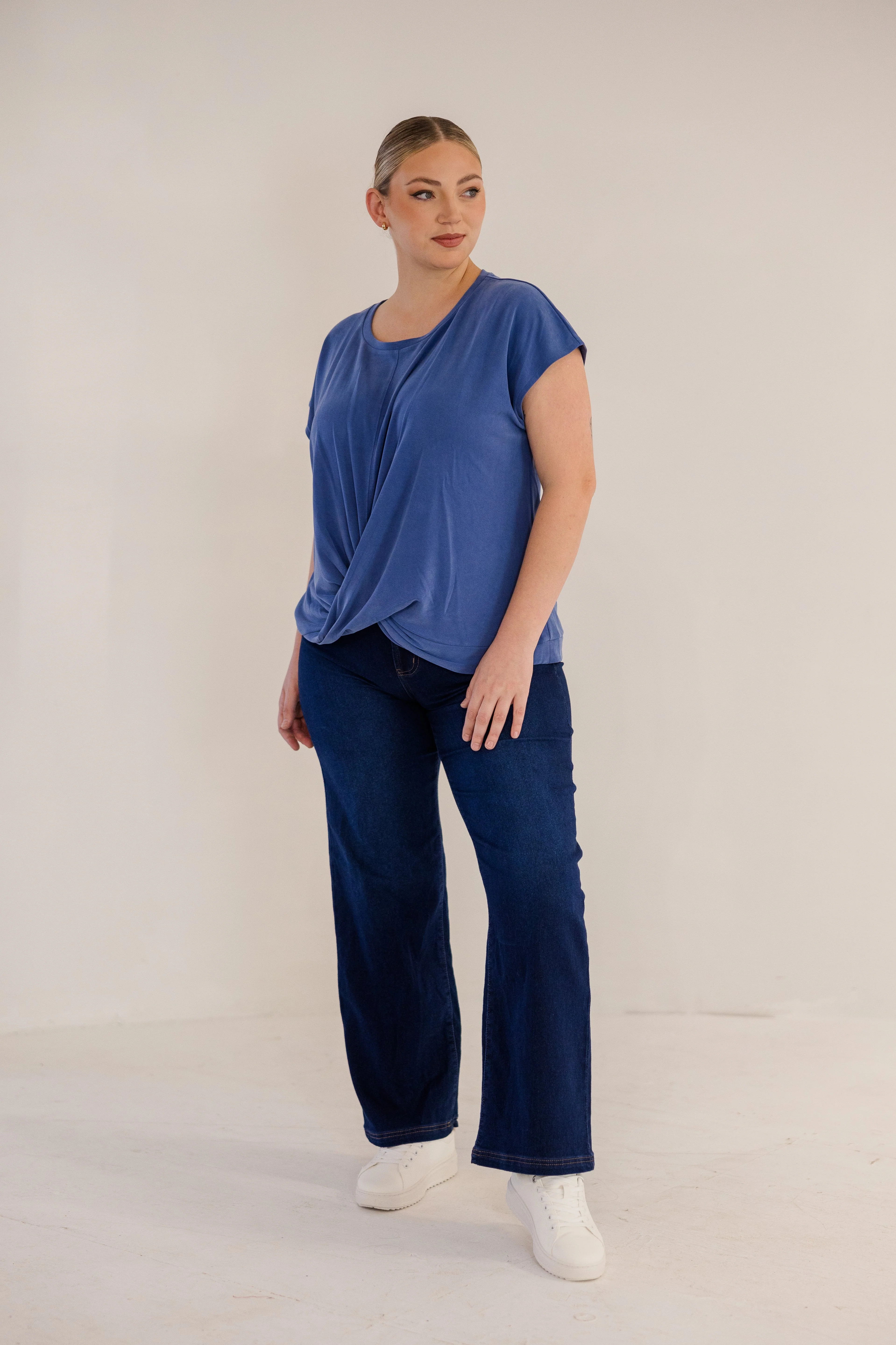 Sue	Drape Front Top, Ombre Blue - Giverhouse