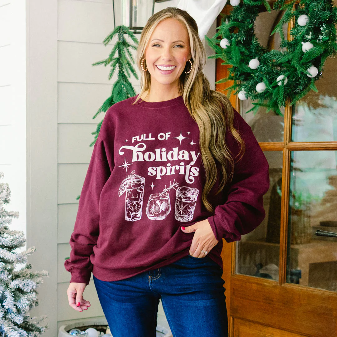 Full of Spirits Sweatshirt, Maroon - Giverhouse