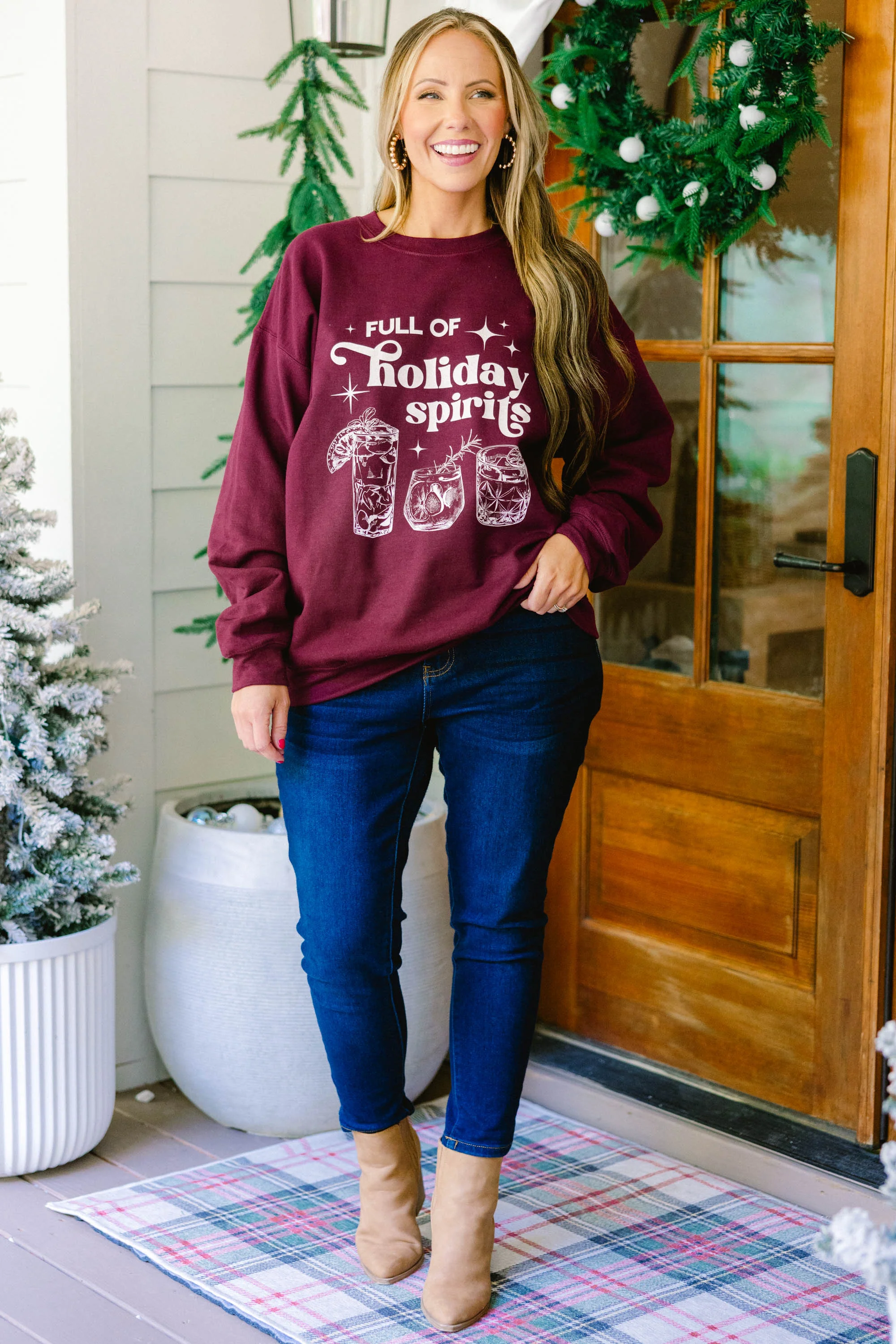 Full of Spirits Sweatshirt, Maroon - Giverhouse