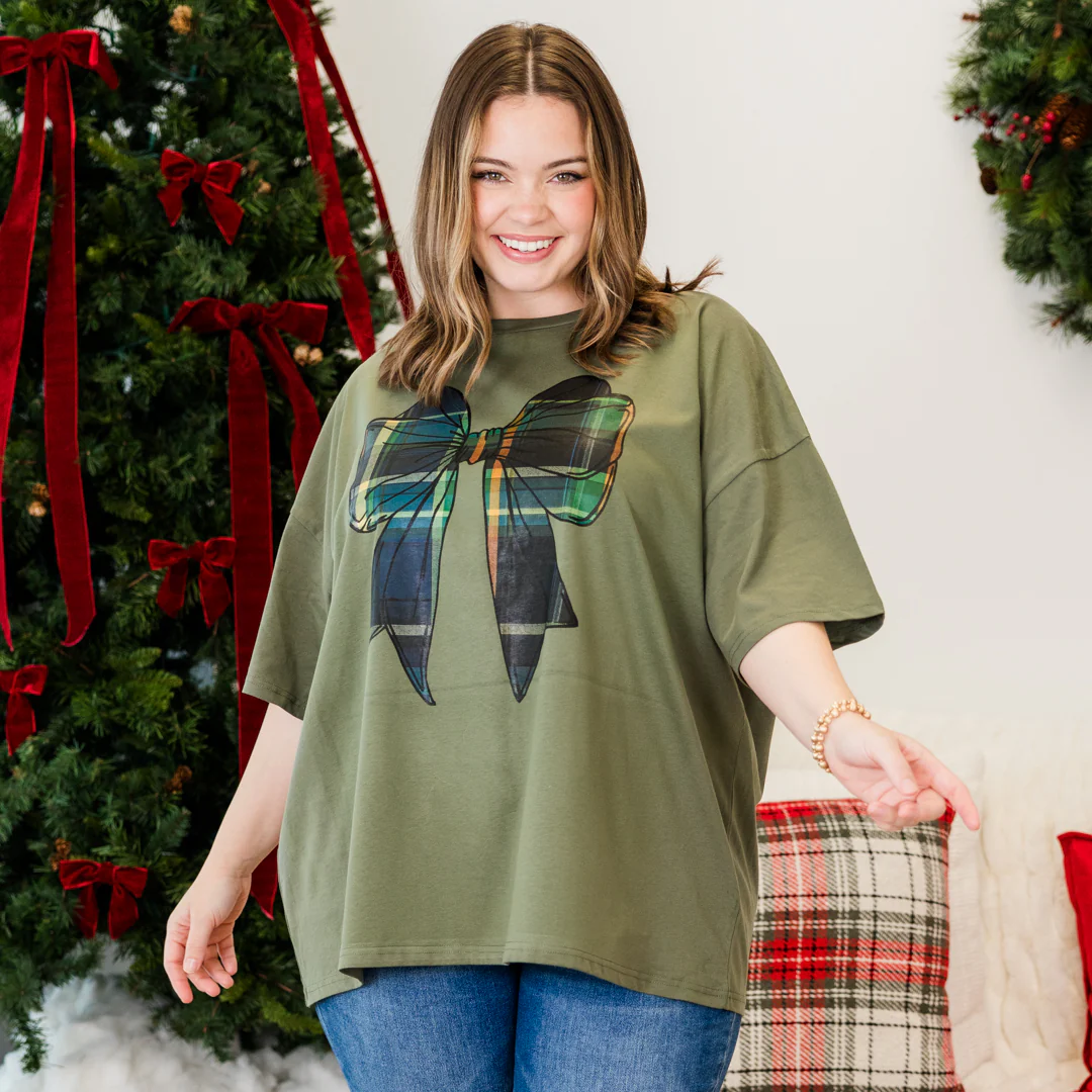 All Tied Up Boyfriend Tee, Moss - Giverhouse