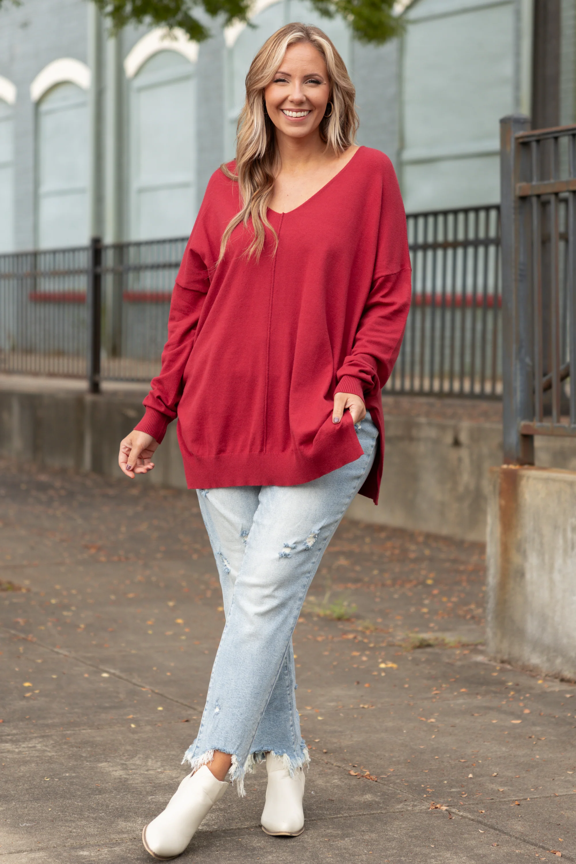 Miss Who I Was Sweater, Dark Rust - Giverhouse