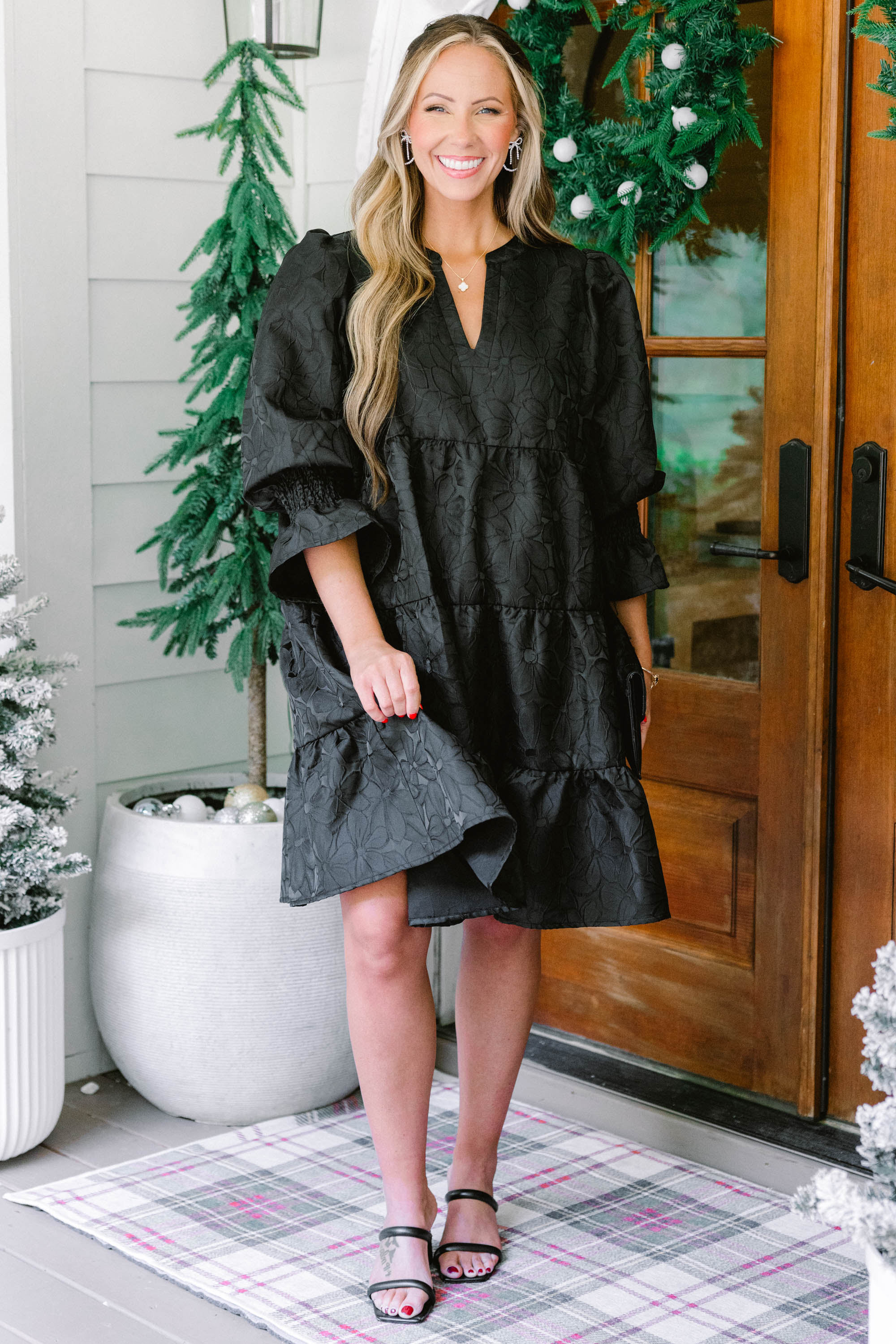 What You Know Dress, Black Damask - Giverhouse