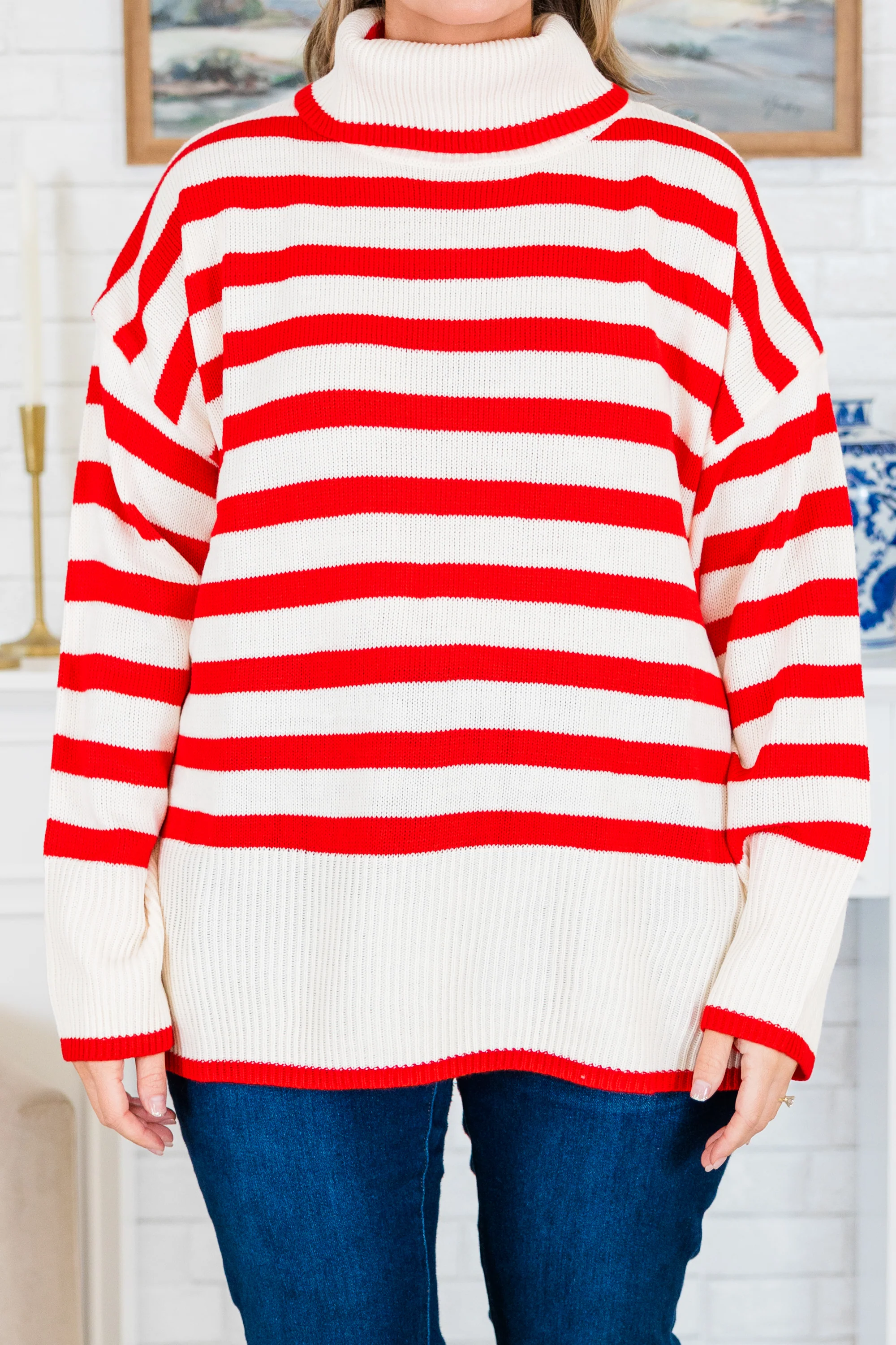 Striped Moments Sweater, Red - Giverhouse
