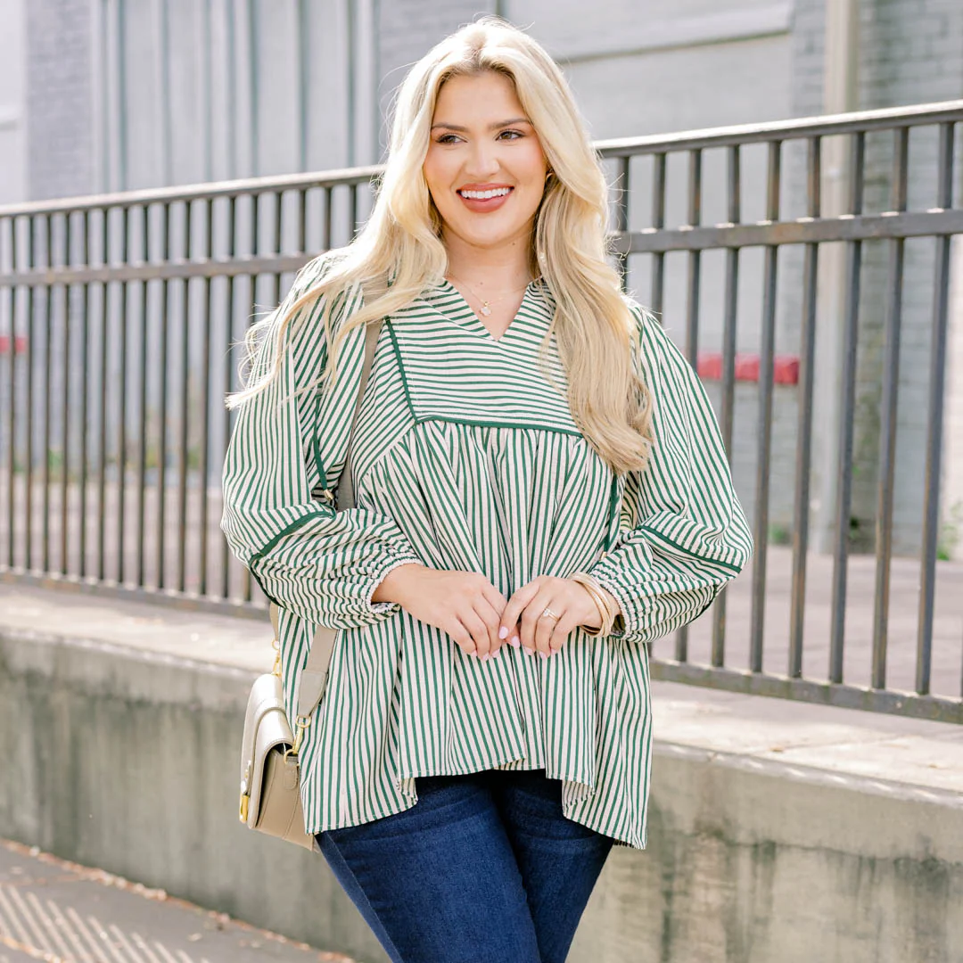 Take What I Can Get Top, Green Stripe - Giverhouse