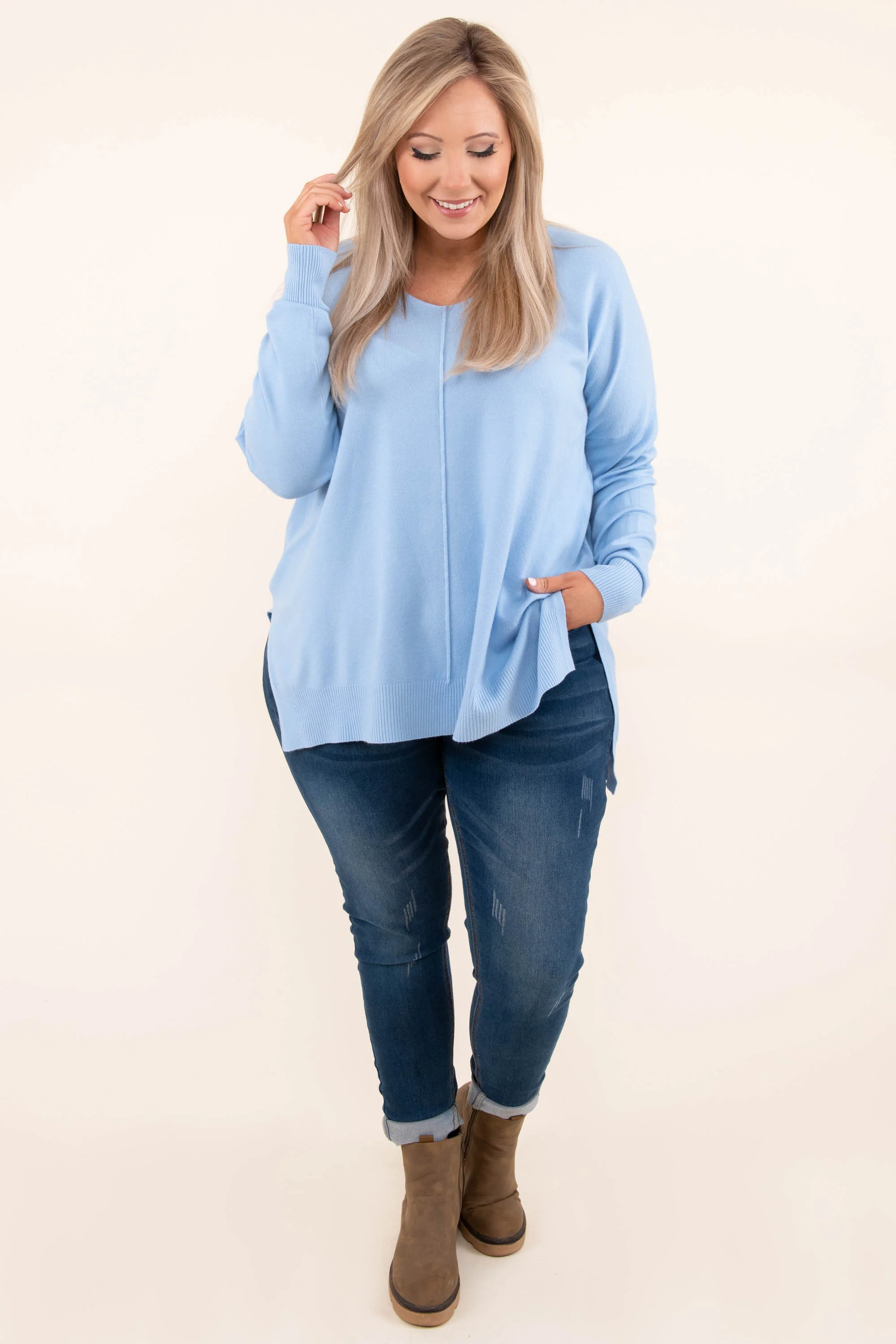 Miss Who I Was Sweater, Spring Blue - Giverhouse