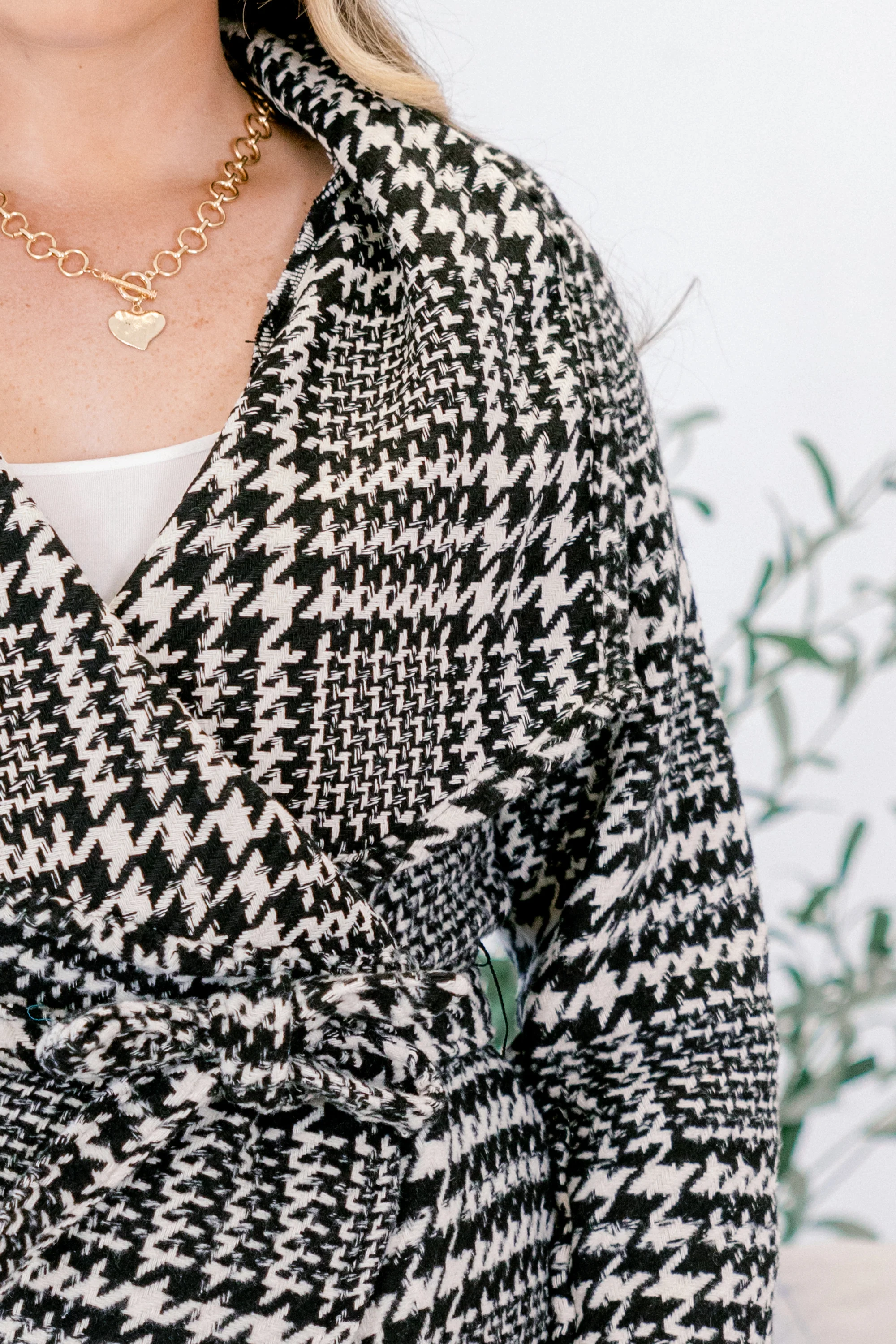 Wrapping It Up Jacket, Black Houndstooth - Giverhouse