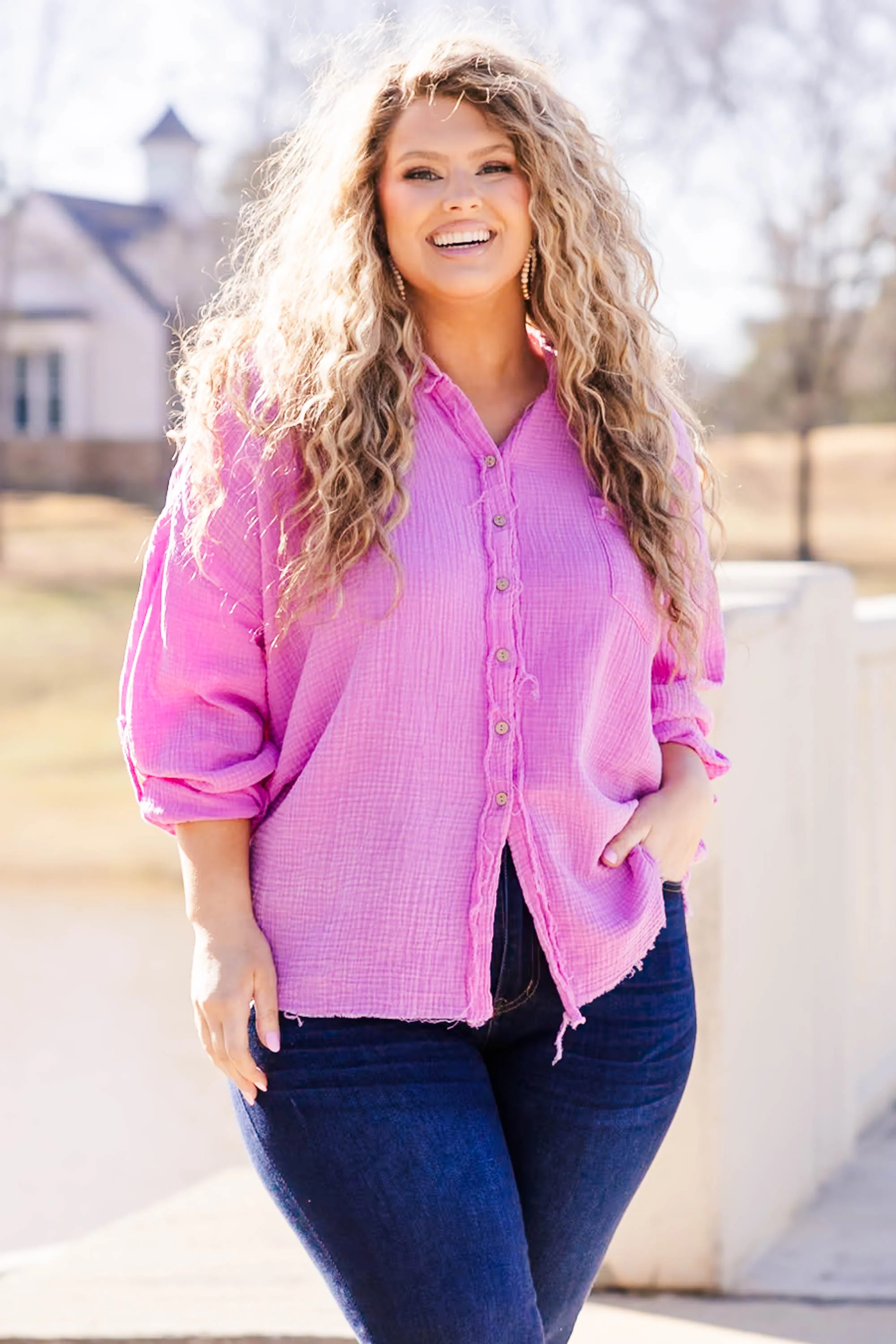 Popular Phrase Top, Bright Mauve - Giverhouse