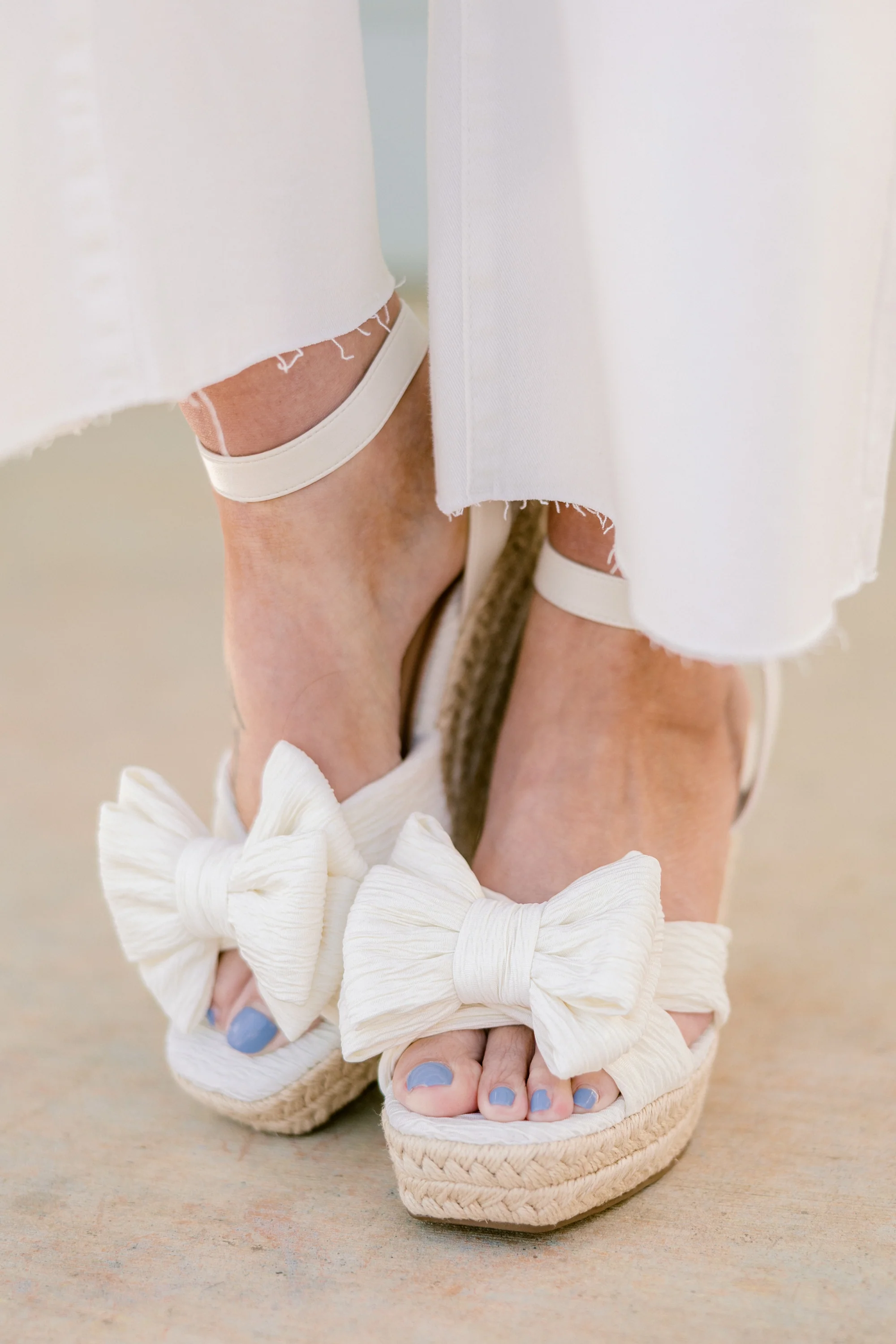 Ribbon Romance Wedges, Ivory - Giverhouse