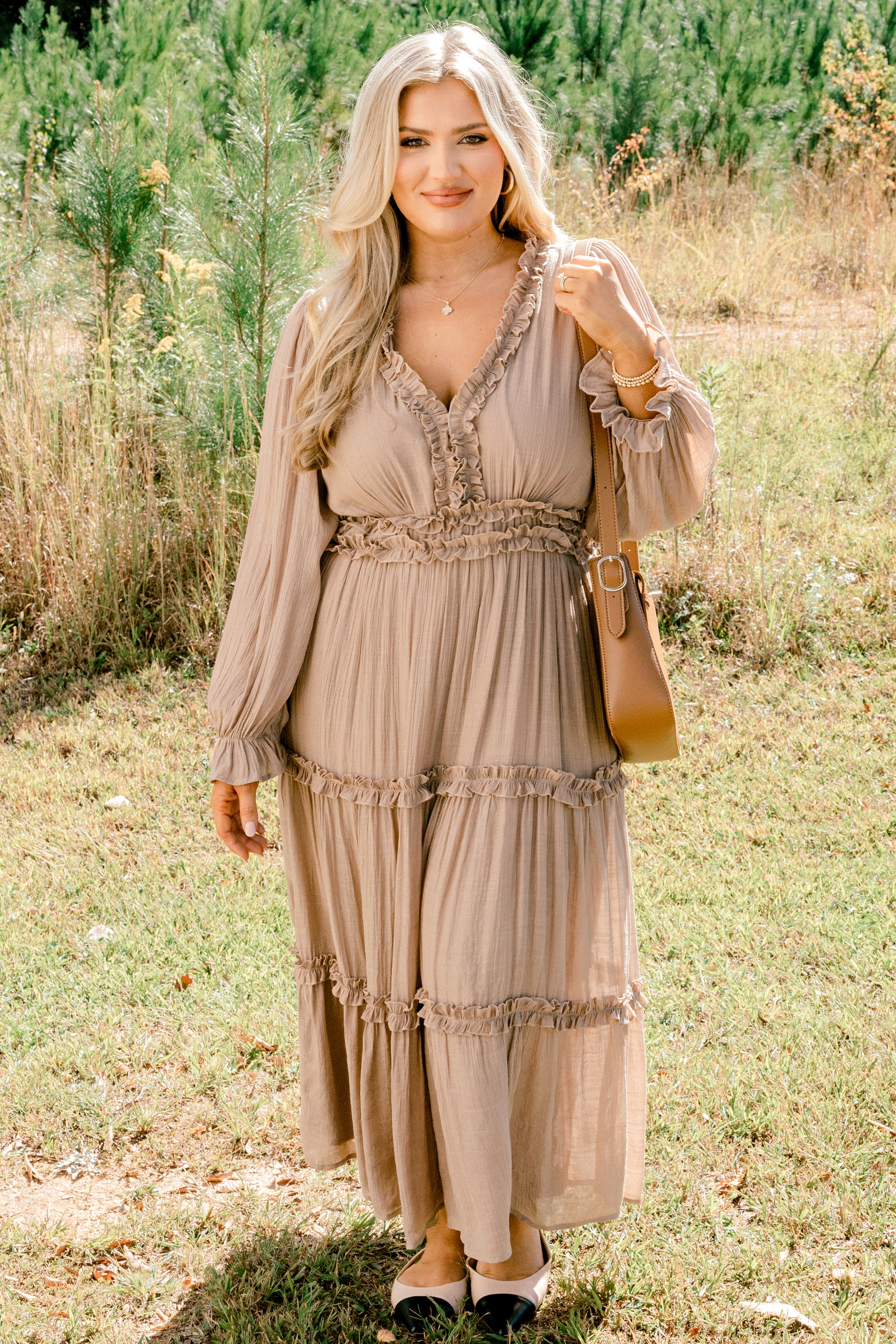 Vivid Palms Dress, Taupe - Giverhouse