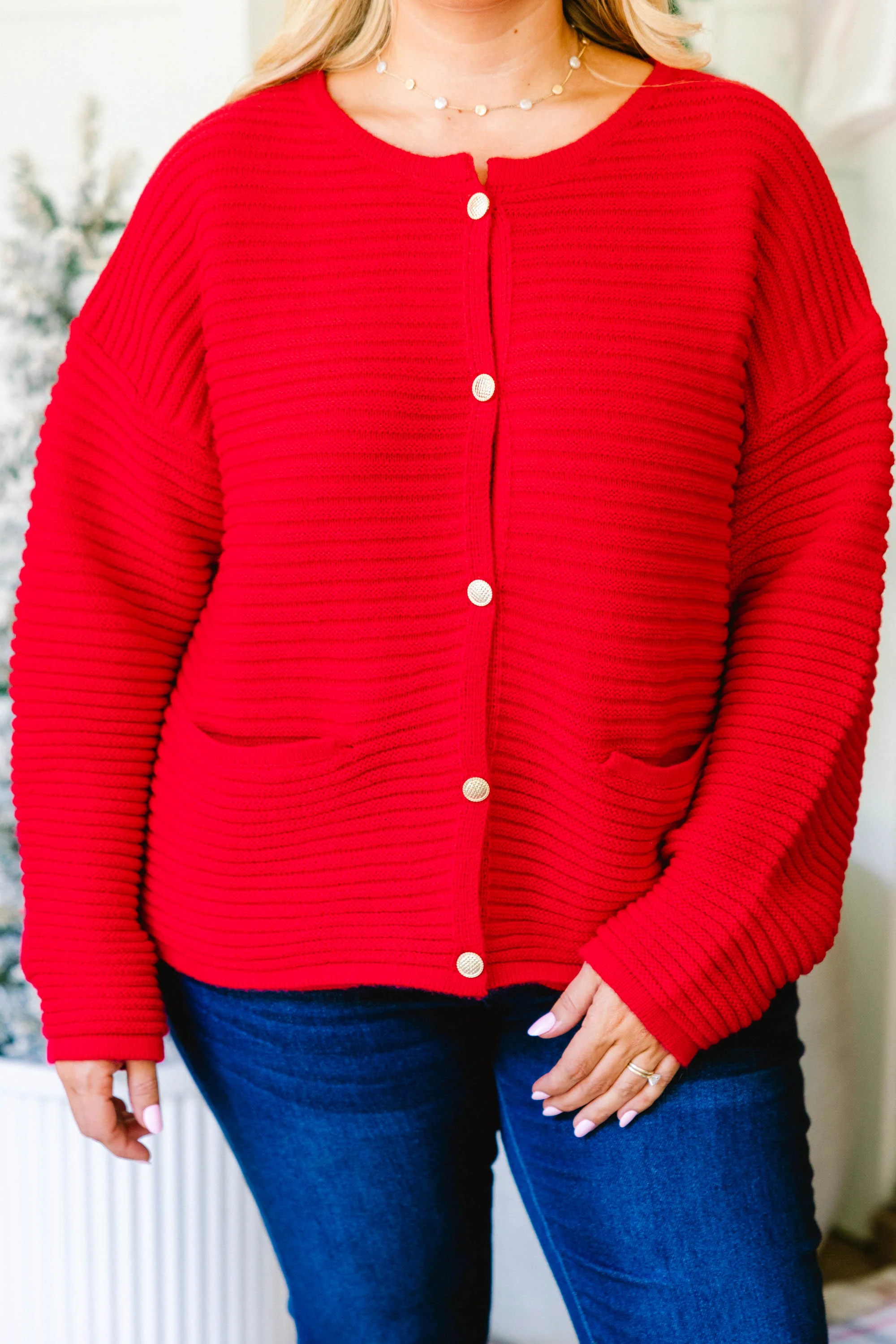 Path To Greatness Cardigan, Red - Giverhouse