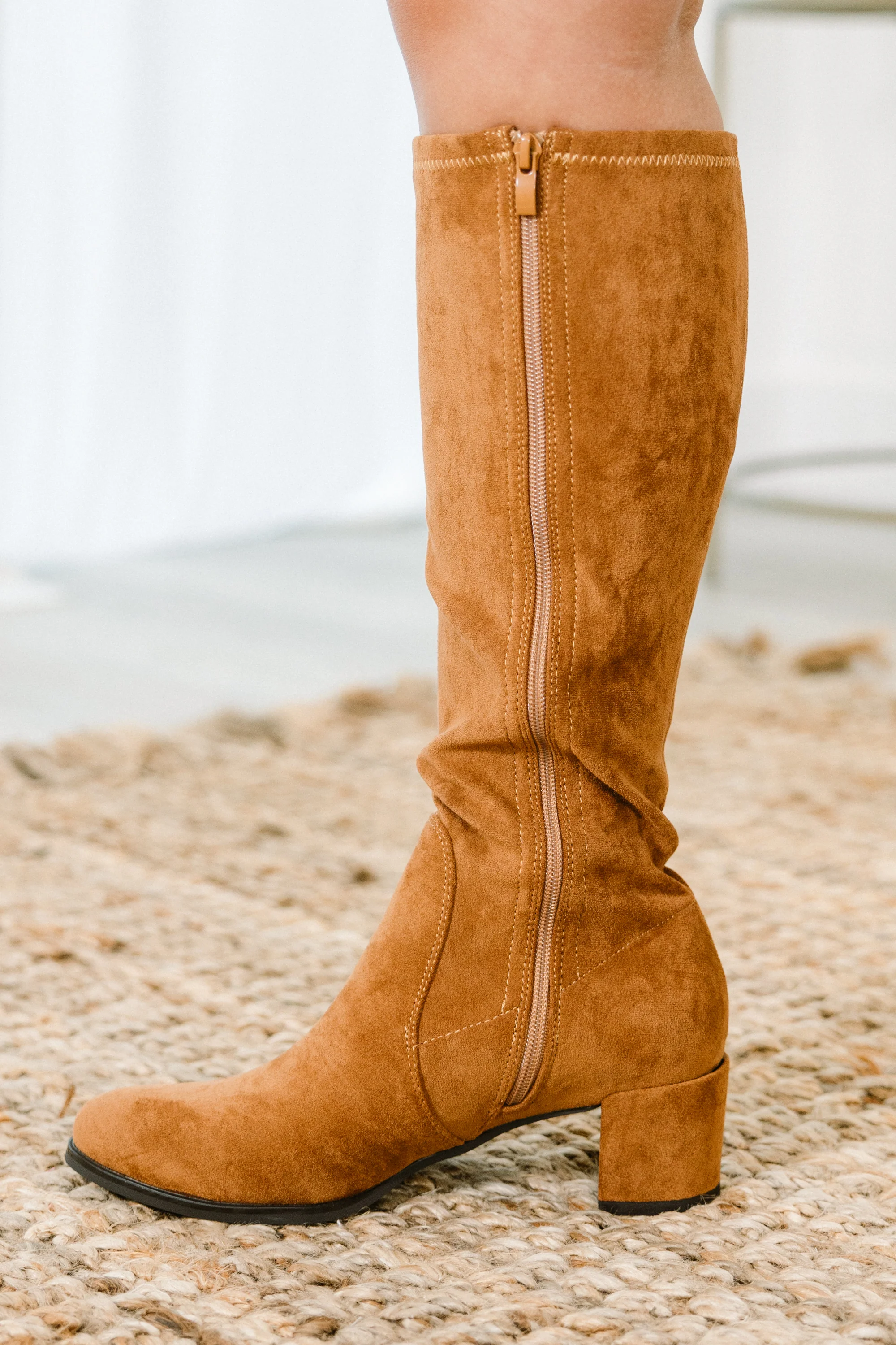 Run, Run, Runaway Wide Calf Boots, Camel - Giverhouse