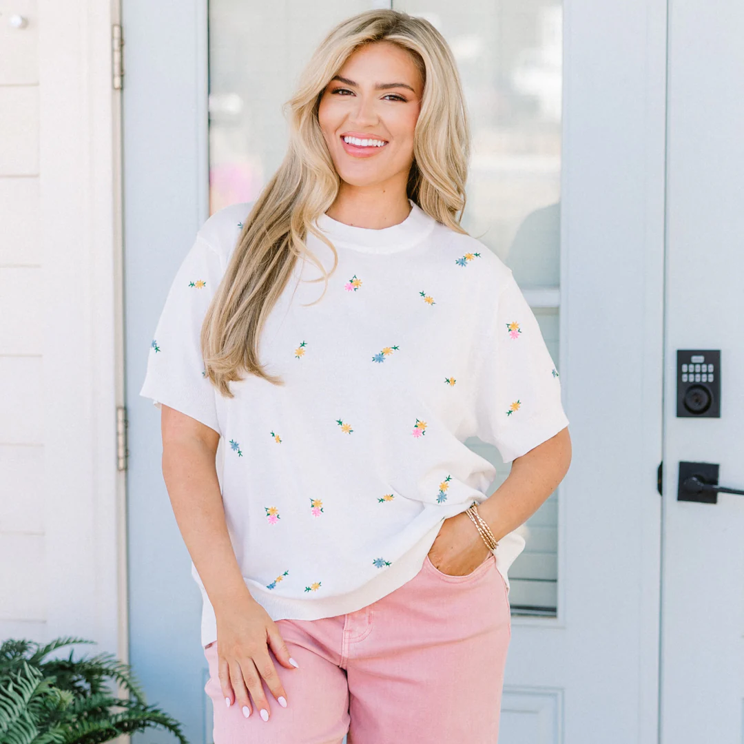 All I Want Is Spring Sweater, White - Giverhouse