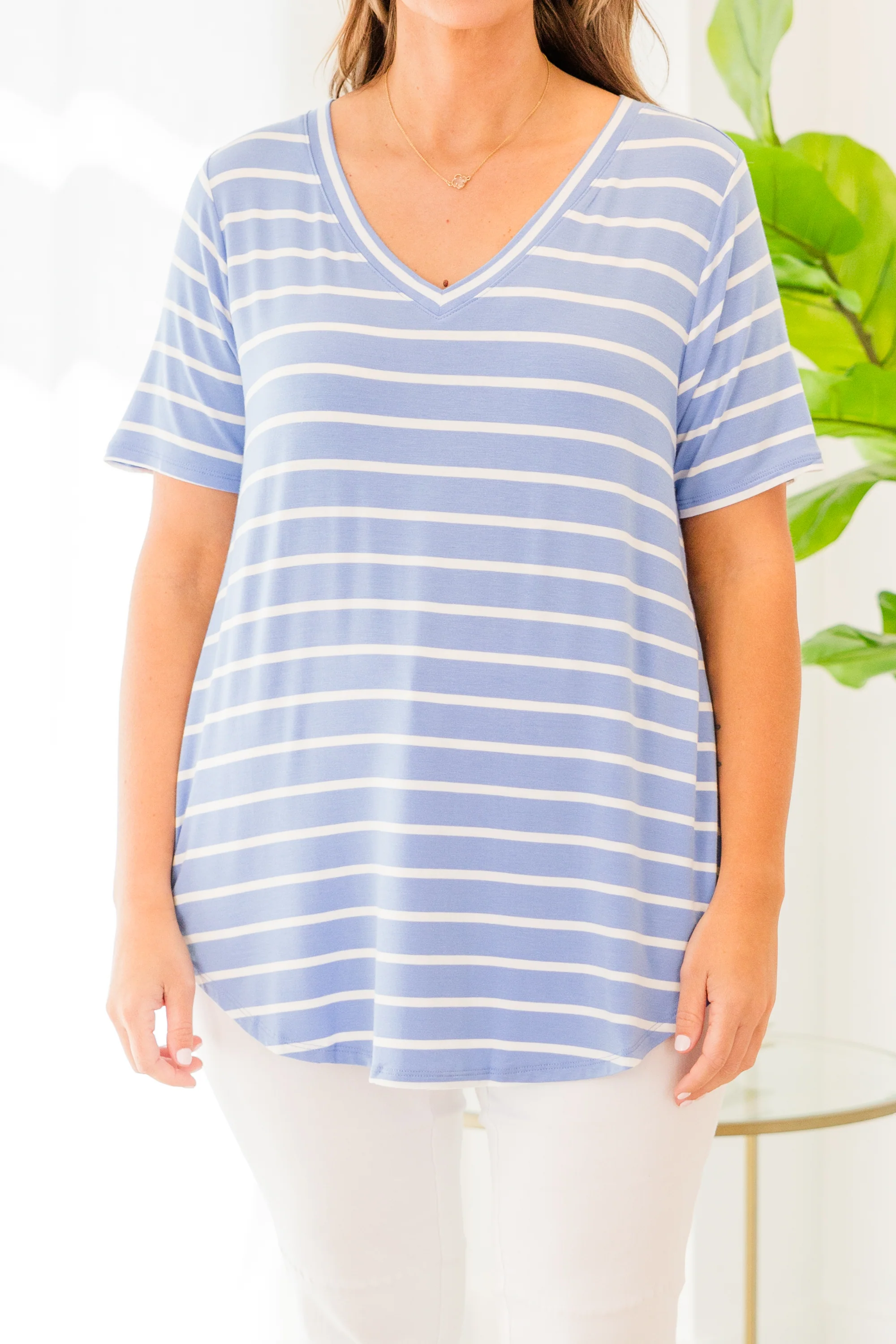 All About Good Times Top, Spring Blue-Ivory - Giverhouse