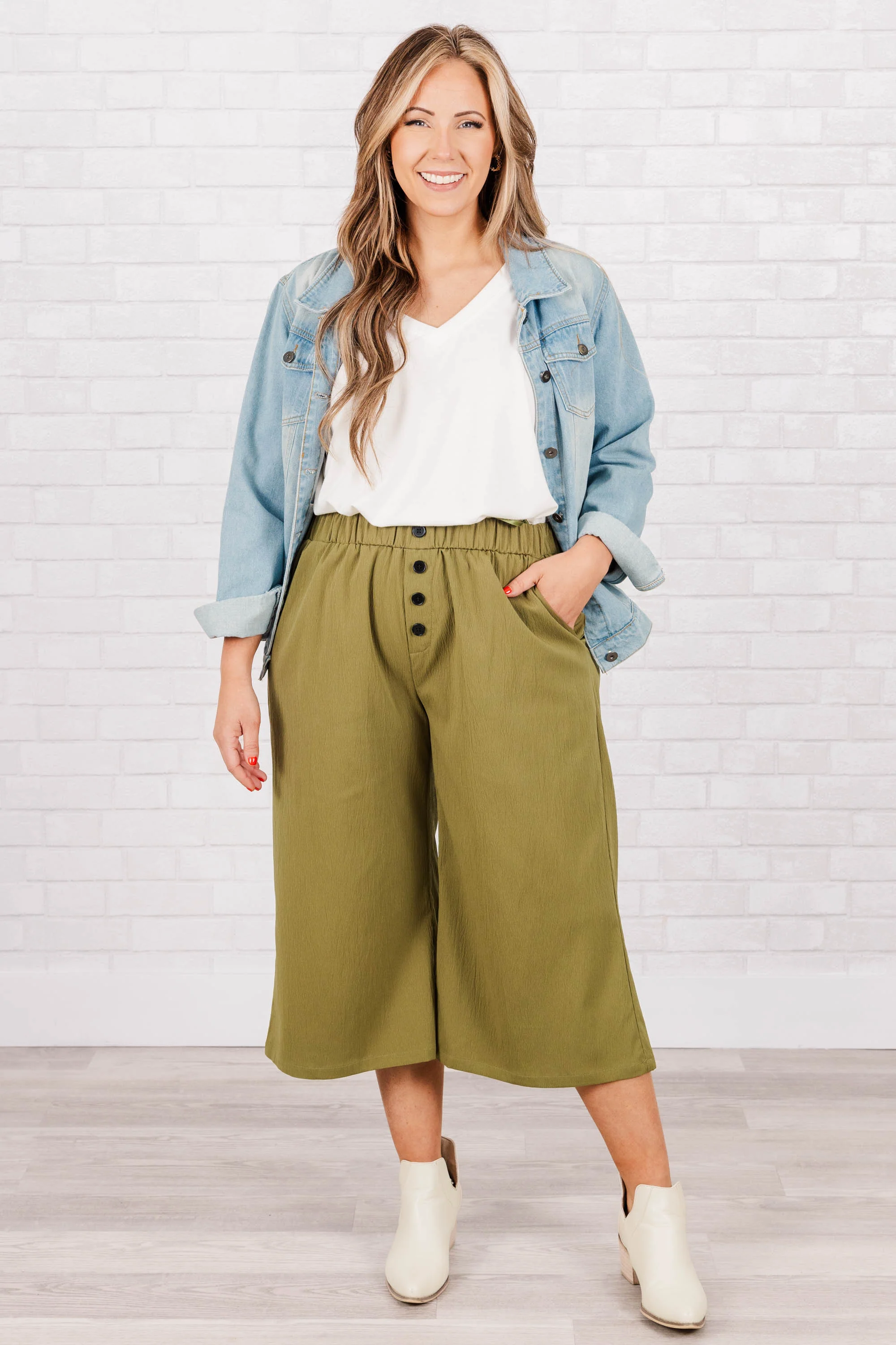 Buttons and Bells Pants, Olive - Giverhouse