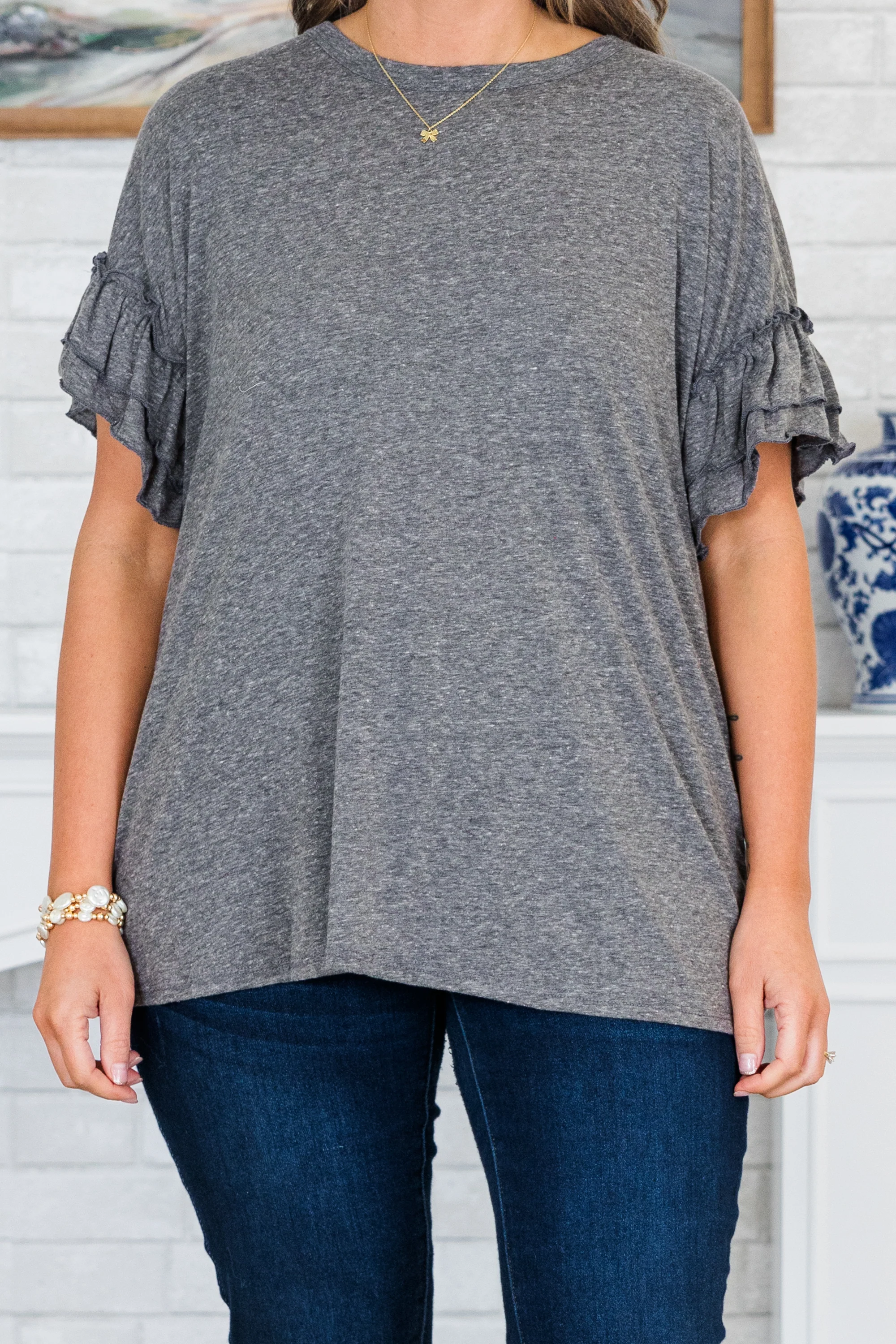 A Passionate Heart Top, Charcoal - Giverhouse