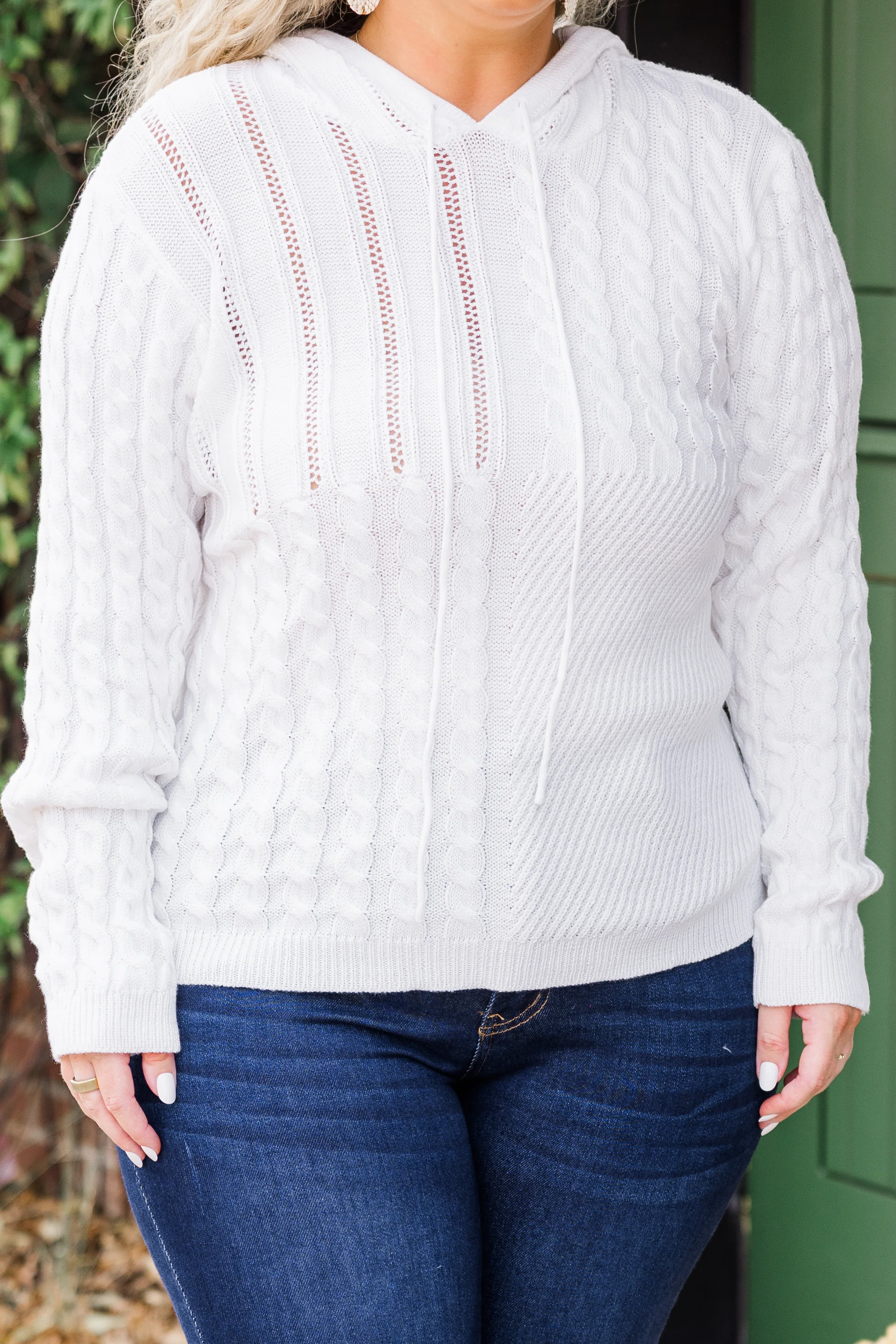 Knit Me Up Hoodie, White - Giverhouse