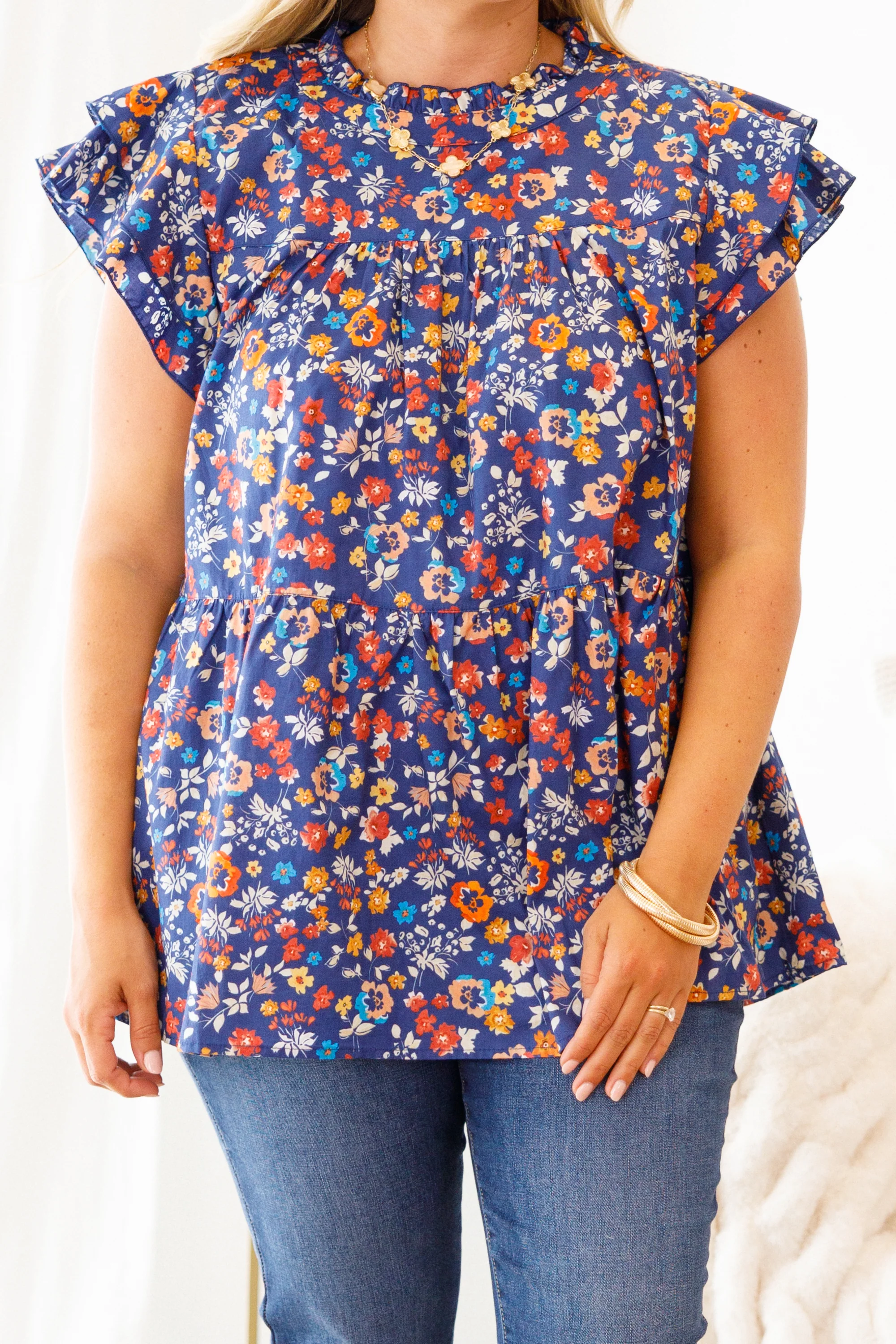 As Of Right Now Top, Navy Blue - Giverhouse