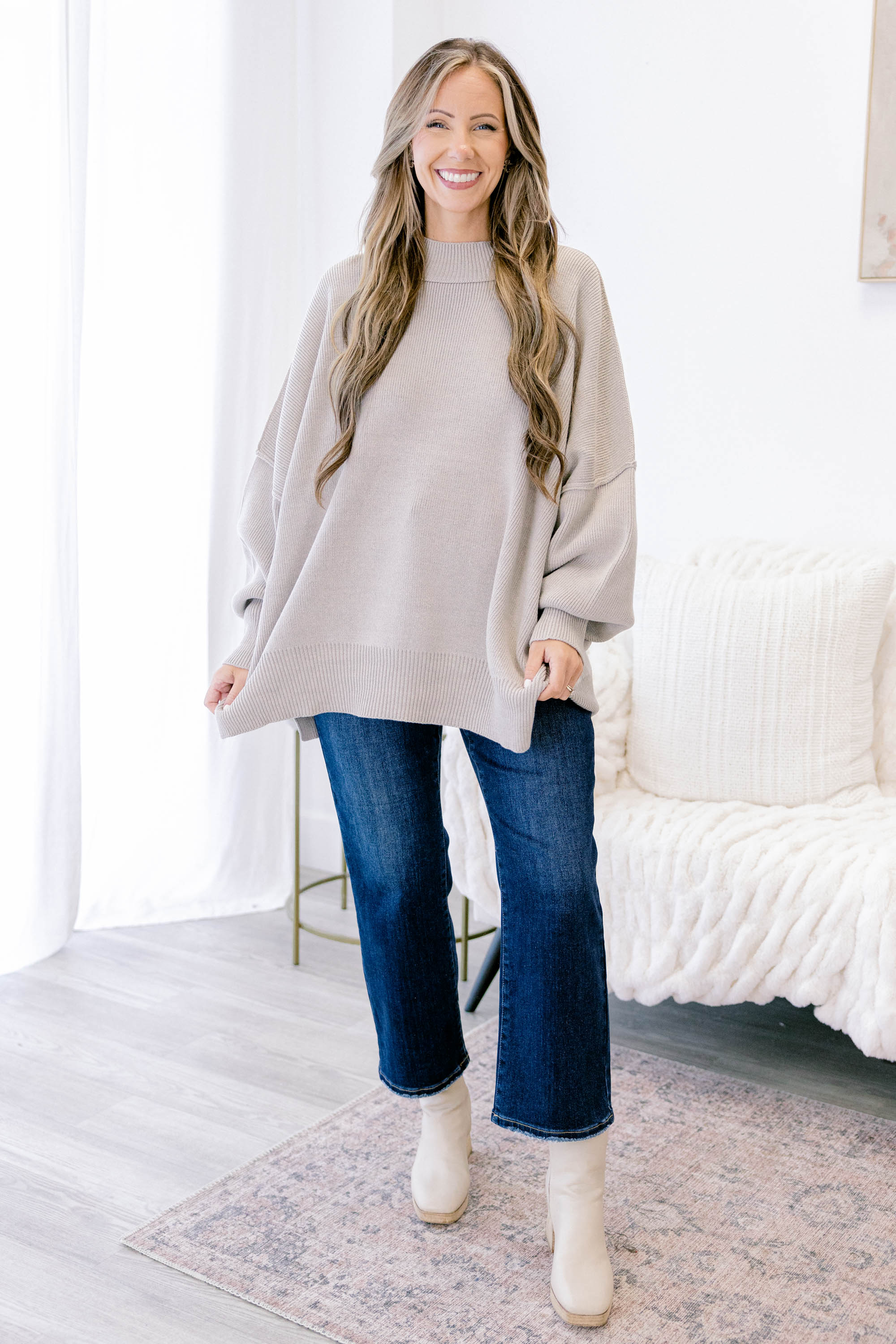 Perfectly Cozy Sweater, Heather Mocha - Giverhouse