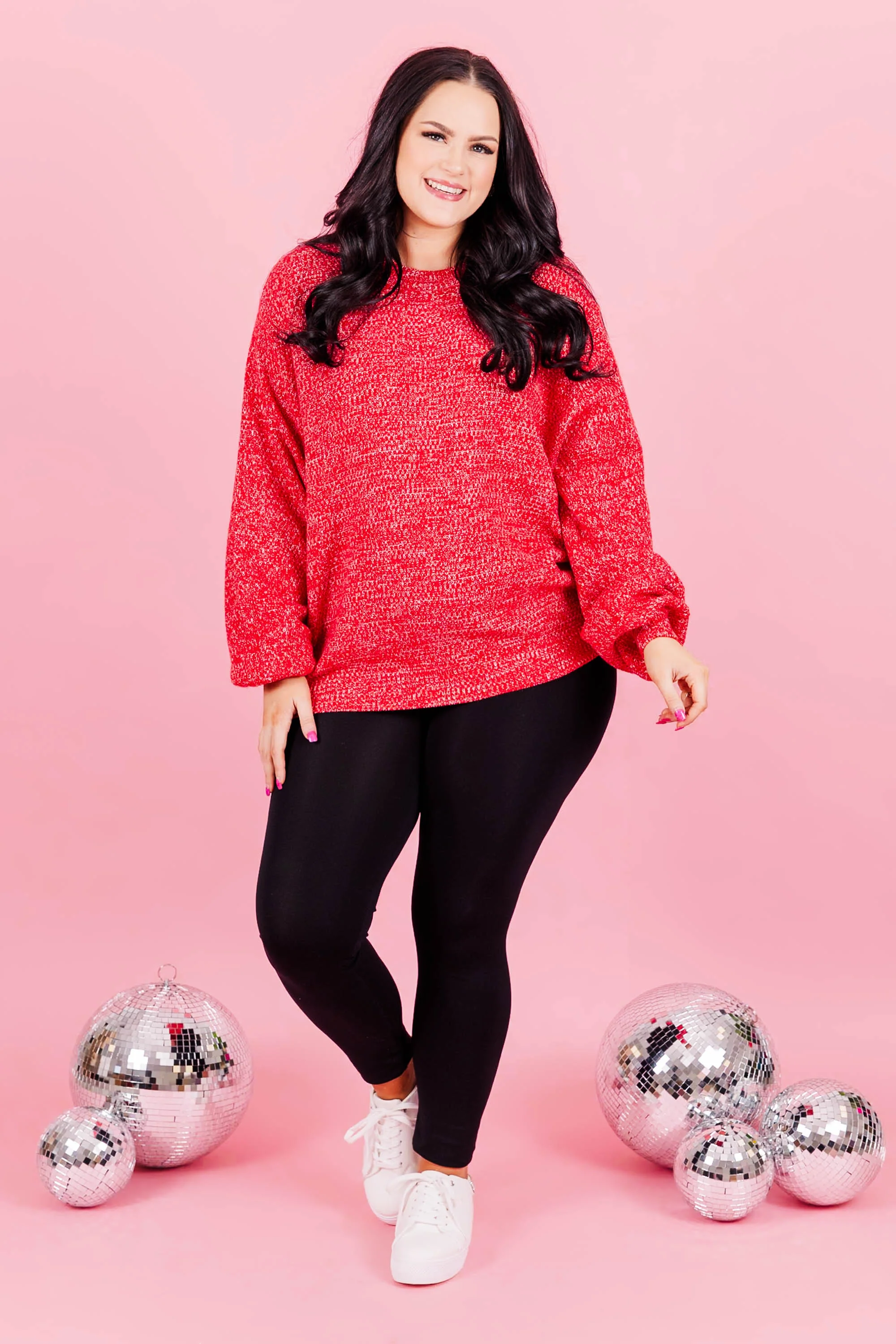Cozy Bubble Sleeve Sweater, Ruby - Giverhouse