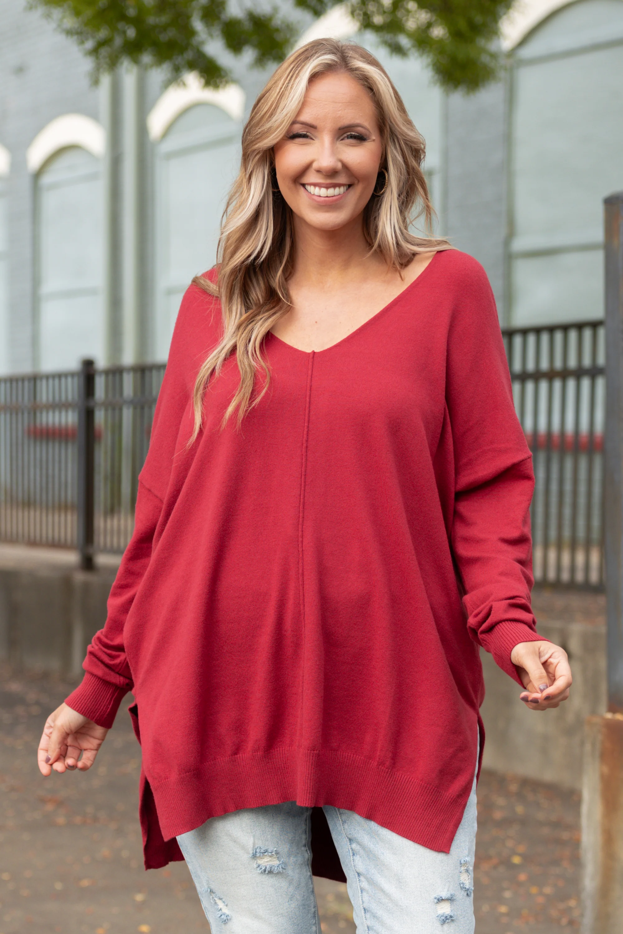 Miss Who I Was Sweater, Dark Rust - Giverhouse