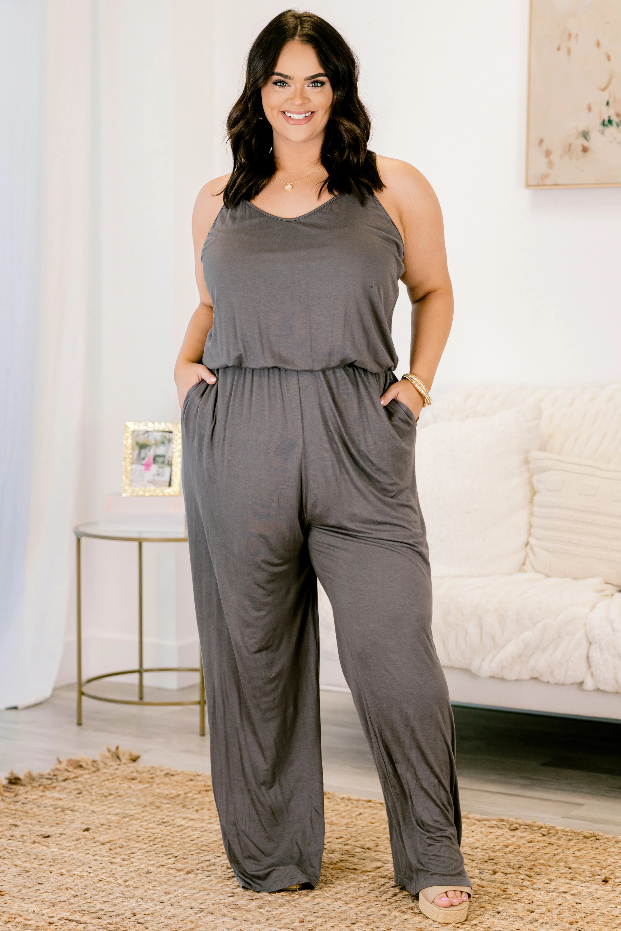 Head To Toe Jumpsuit, Charcoal - Giverhouse