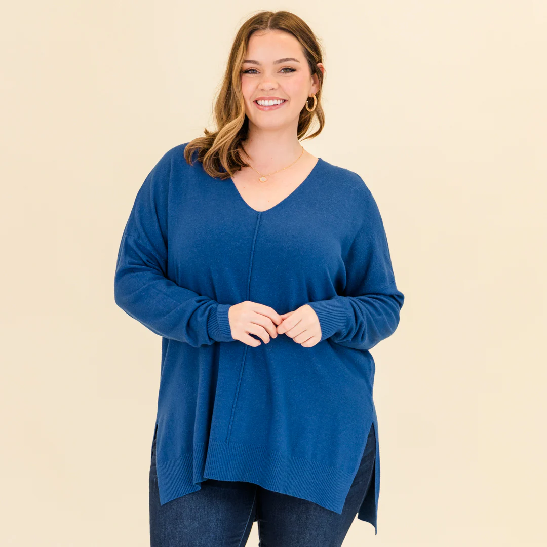 Perfect For Outside Sweater, Heather Light Navy - Giverhouse