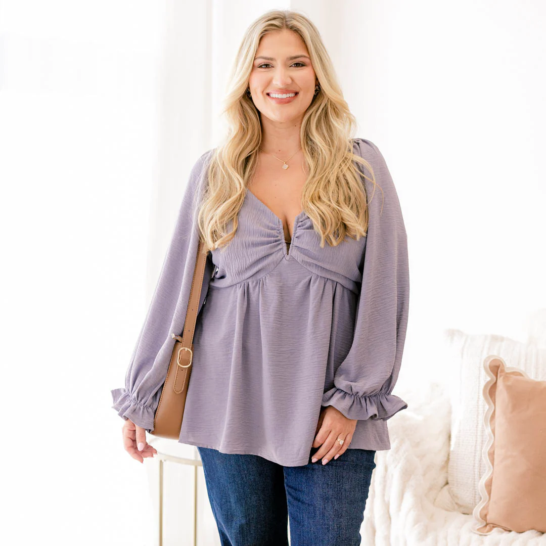 Peaceful Day Top, Dusty Blue - Giverhouse