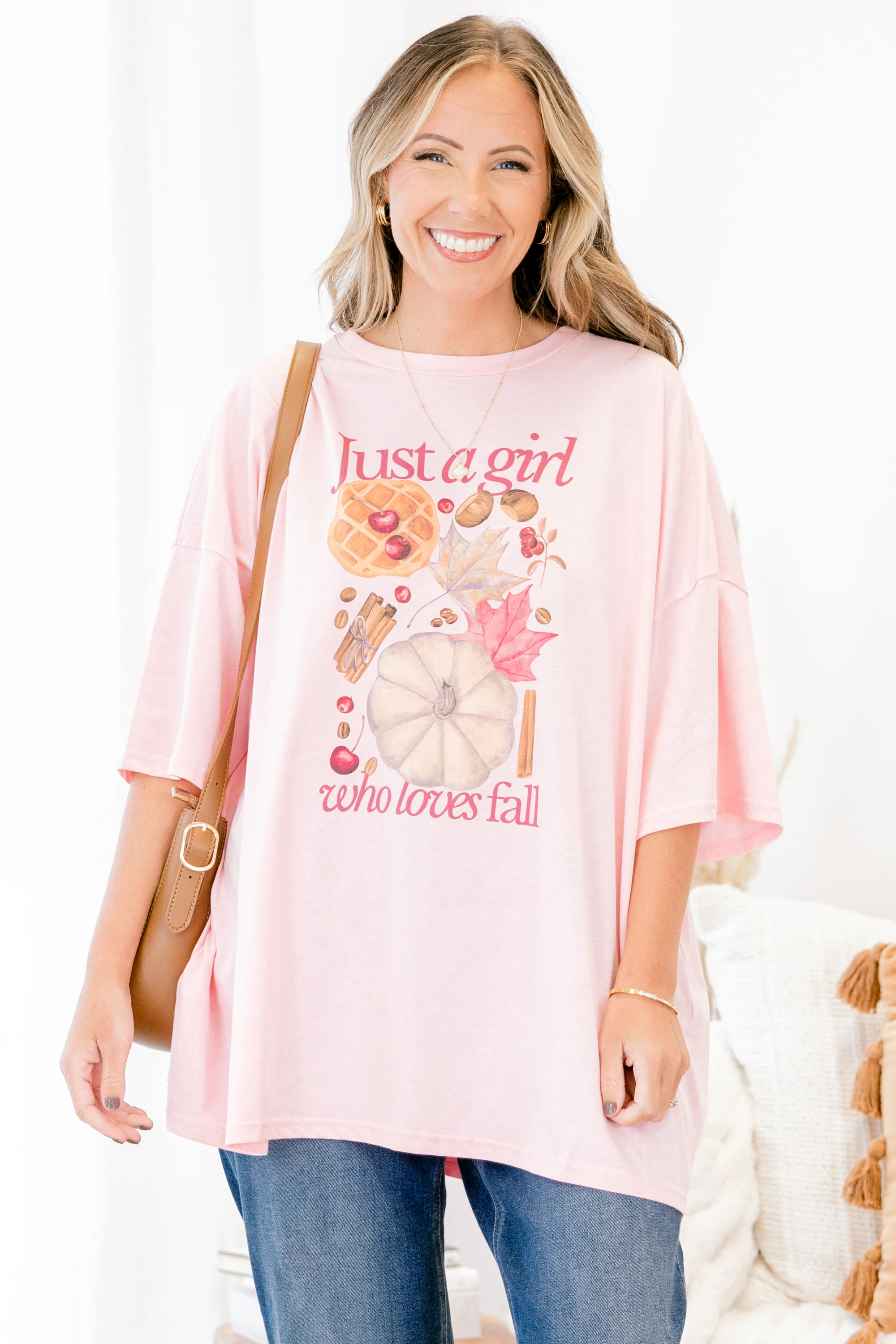 Just a Basic Girl Boyfriend Tee, Dusty Pink - Giverhouse