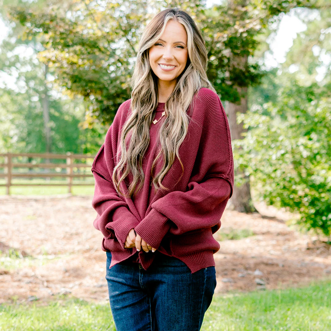 Magically Perfect Sweater, Crimson - Giverhouse