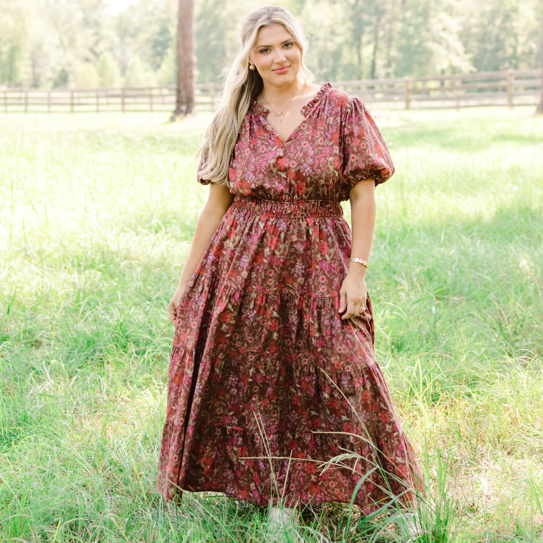 Everything I Love Dress, Brown Floral - Giverhouse