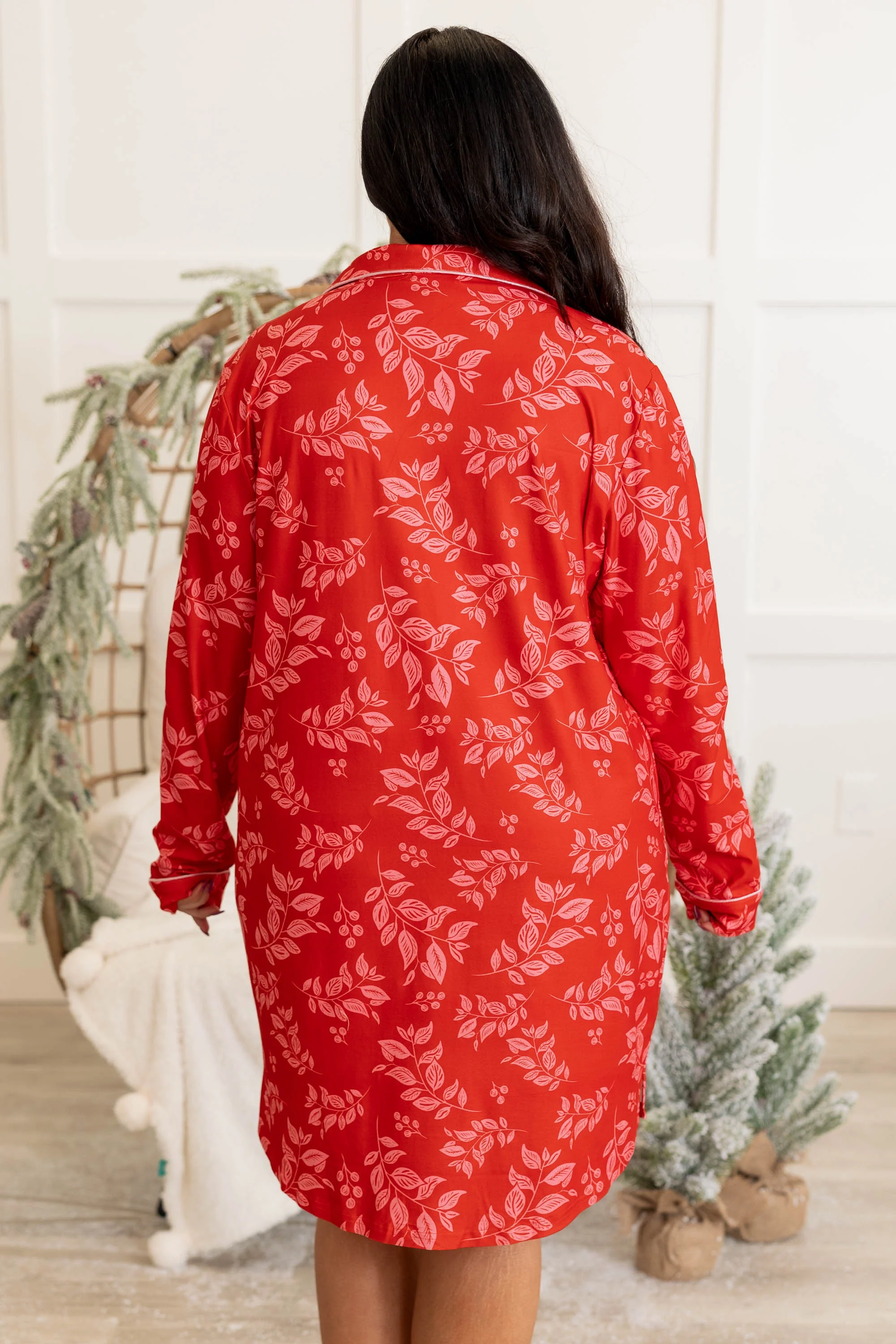 Holiday Happy Pajama Dress, Red - Giverhouse