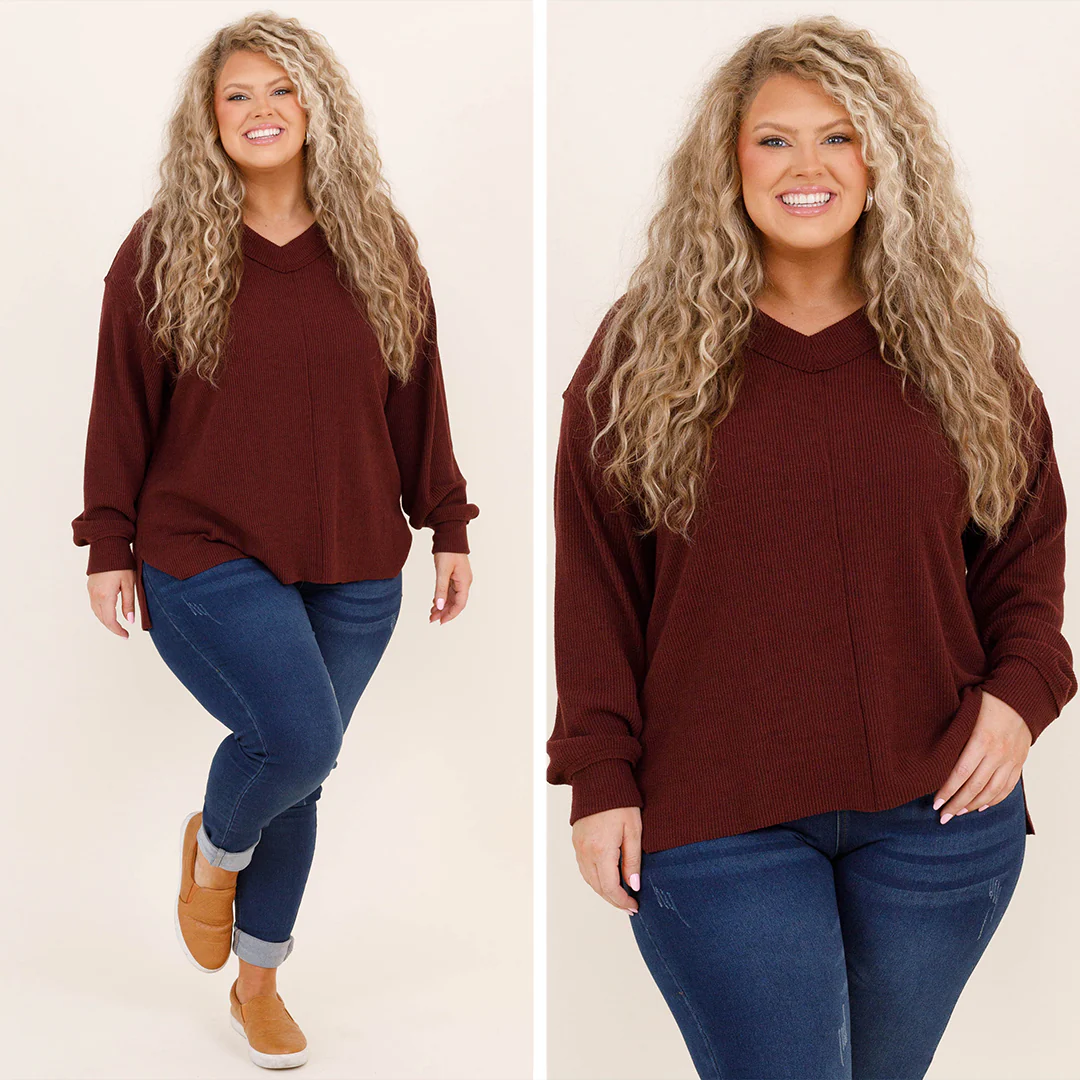 Cozy Textured Sweatshirt, Garnet - Giverhouse