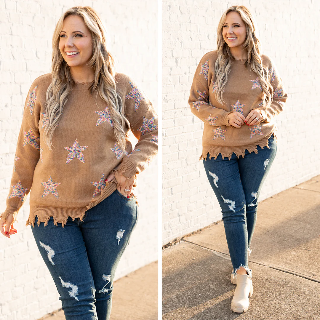 Starlight Swooning Sweater, Camel - Giverhouse