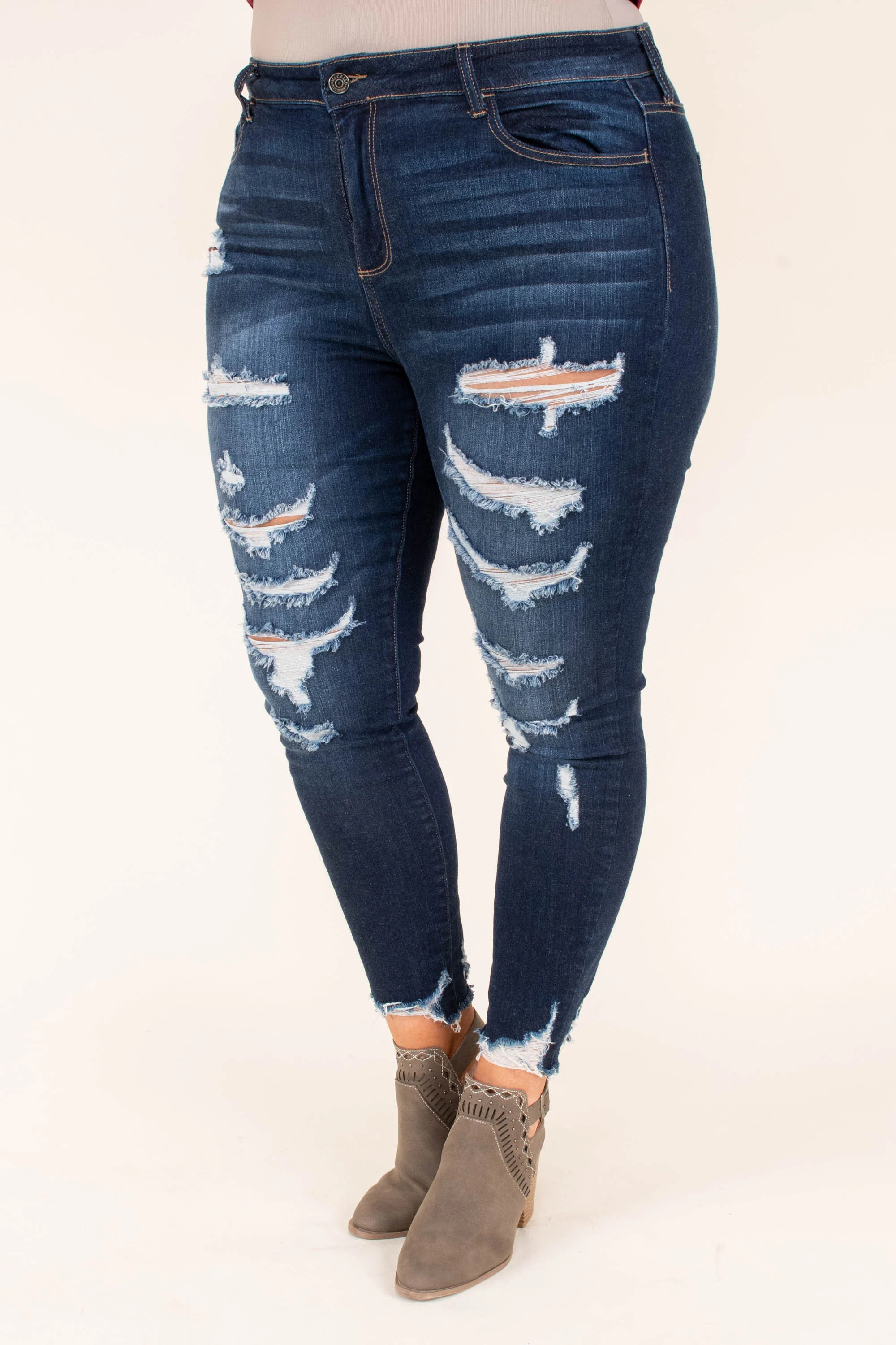Symbol Of Status Skinny Jeans, Dark Wash - Giverhouse