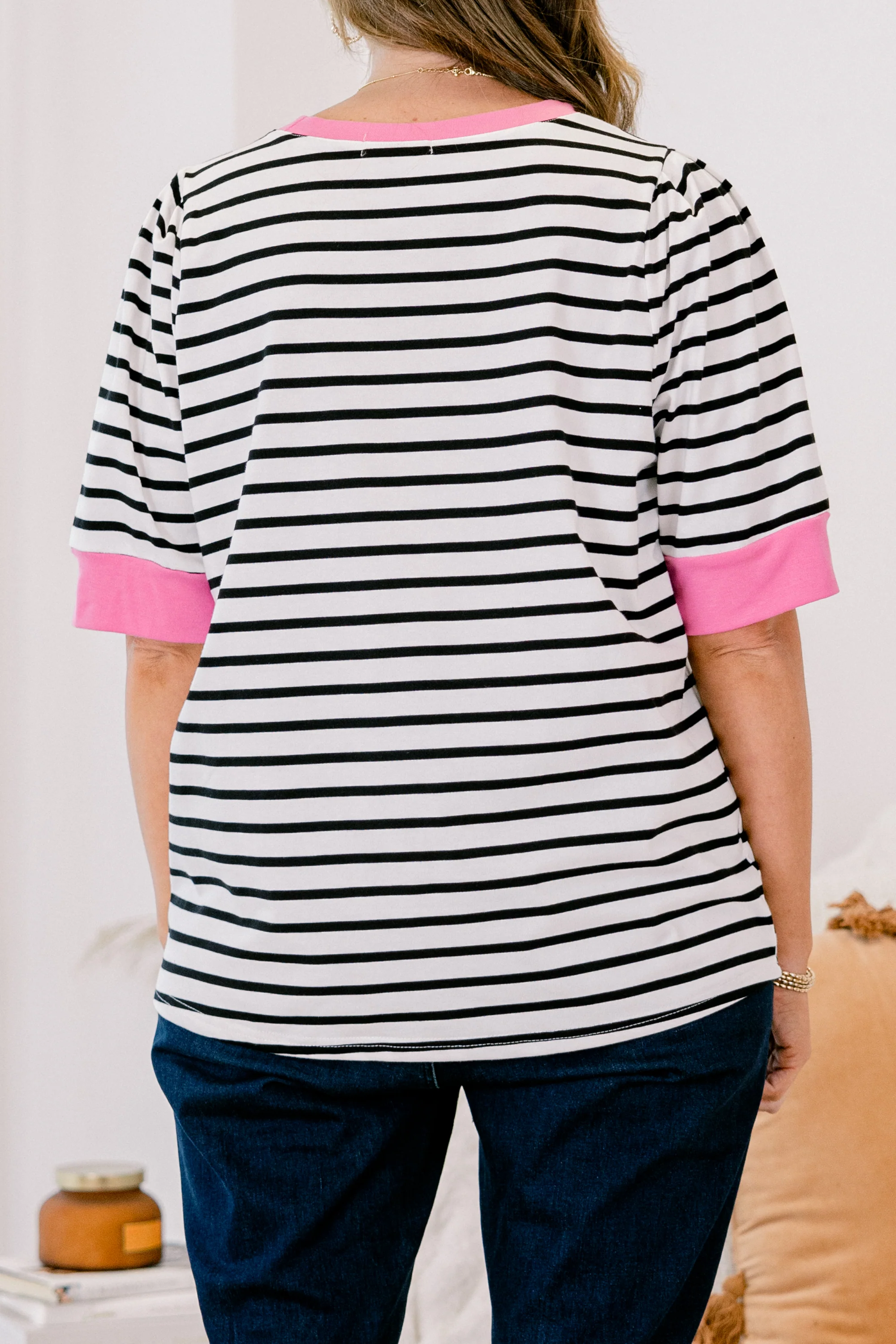 Signature Stripes Top, Black-Pink - Giverhouse